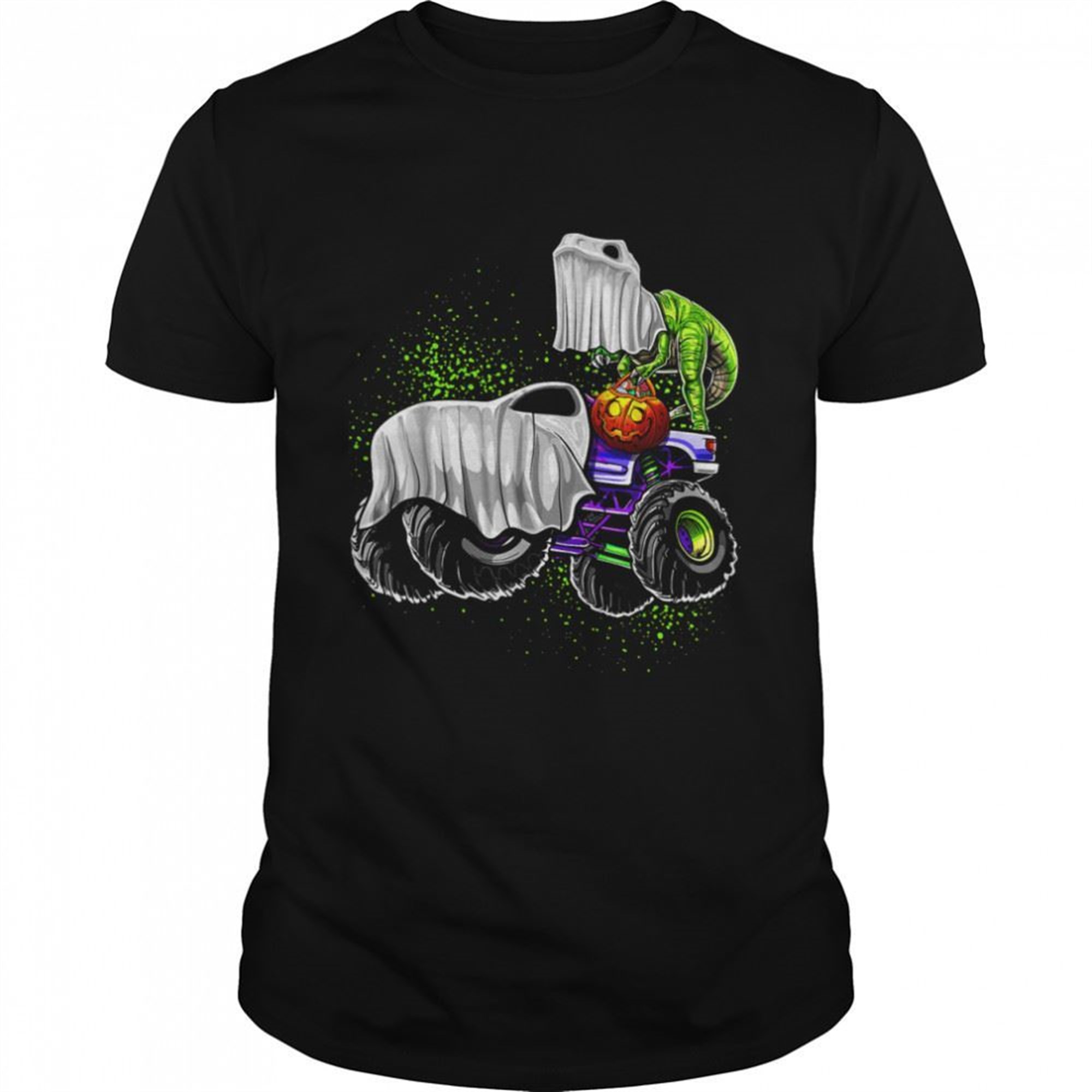 Monster Truck Dinosaur Ghost Halloween Trick Or Treat Boys Shirt