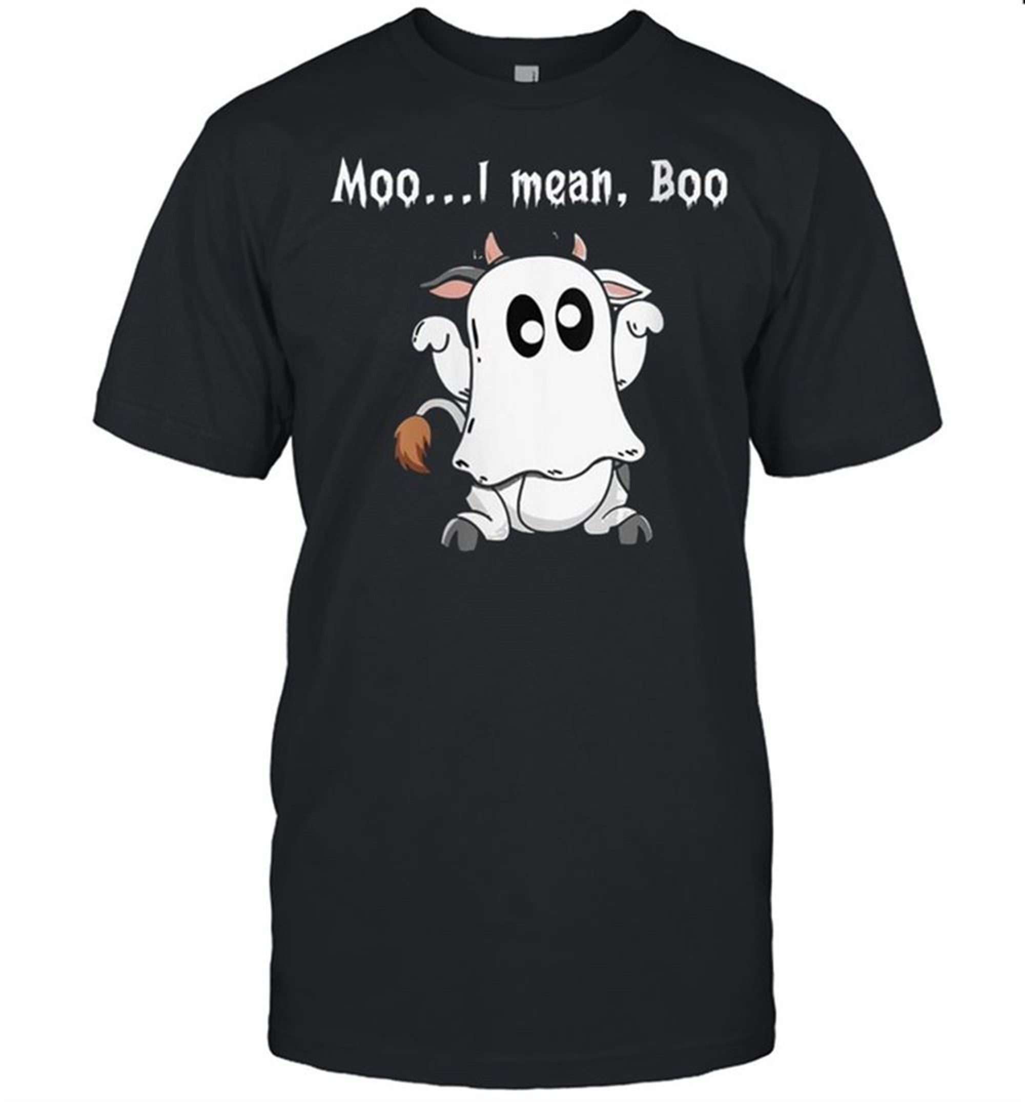 Moo I Mean Boo Ghost Cowfunny Halloween Cow Boo Shirt
