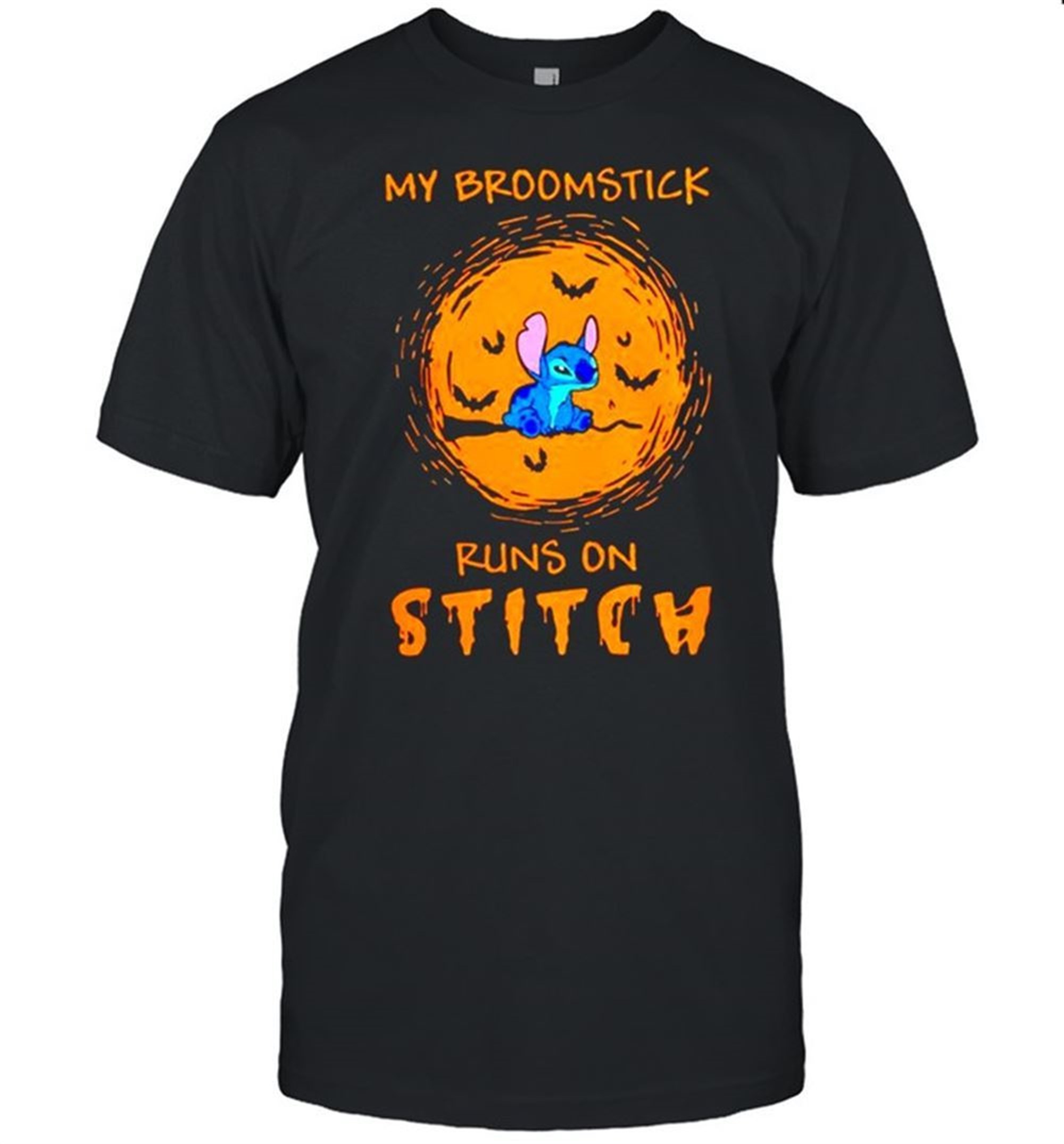 My Broomstick Runs On Stitch Halloween Shirt