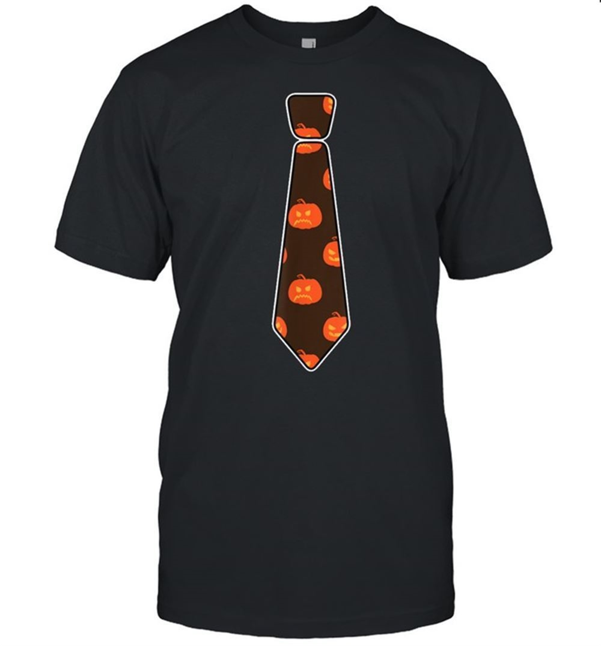 Neck Tie Halloween Pattern Lazy Costume Pumpkin Shirt