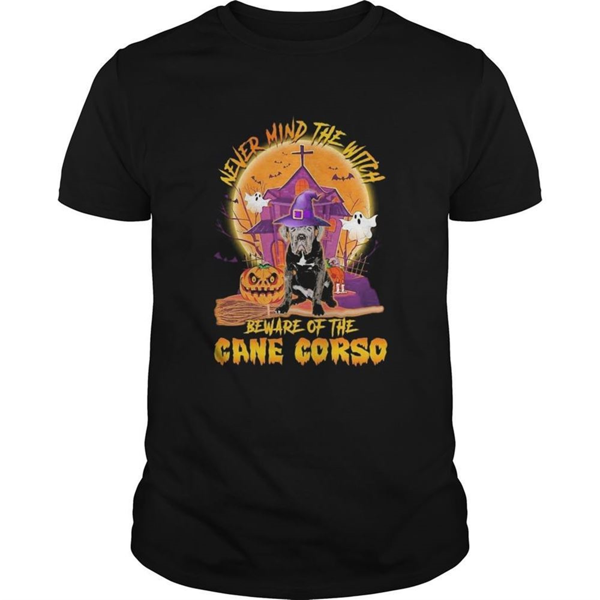 Never Mind The Witch Beware Of The Cane Corso Halloween Moon Shirt
