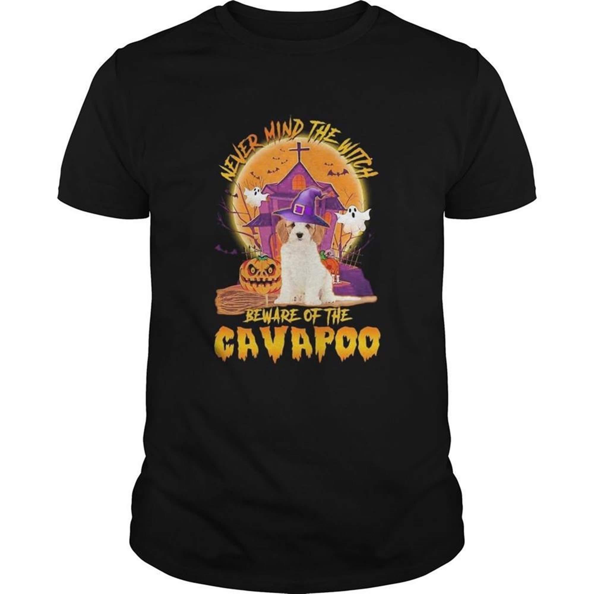 Never Mind The Witch Beware Of The Cavapoo Halloween Moon Shirt