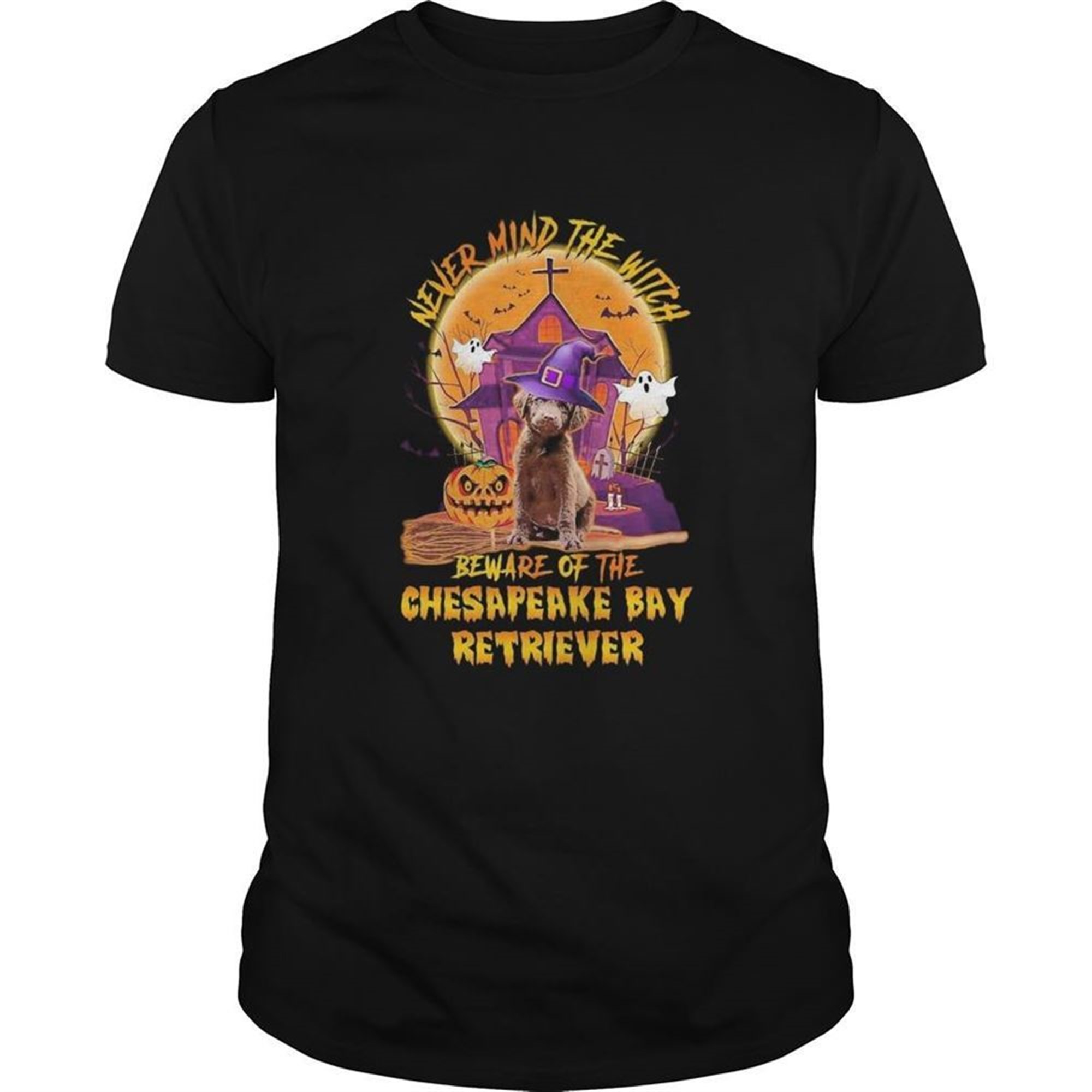 Never Mind The Witch Beware Of The Chesapeake Bay Retriever Halloween Shirt
