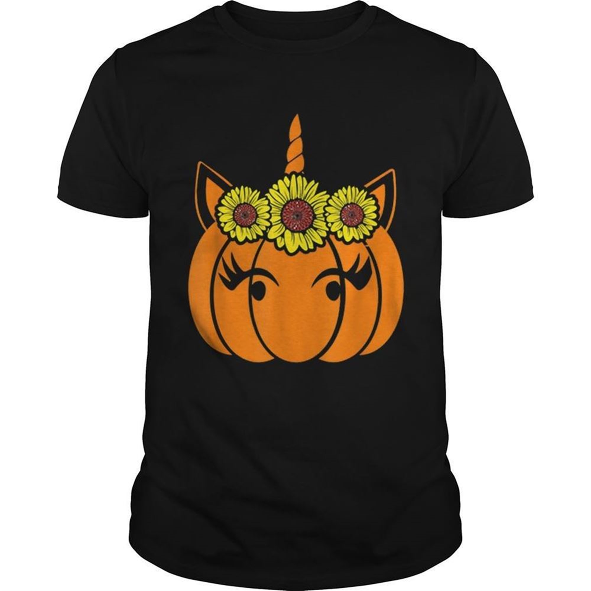 Nice Sunflower Unicorn Heart Pumpkin Costume Halloween Funny Shirt