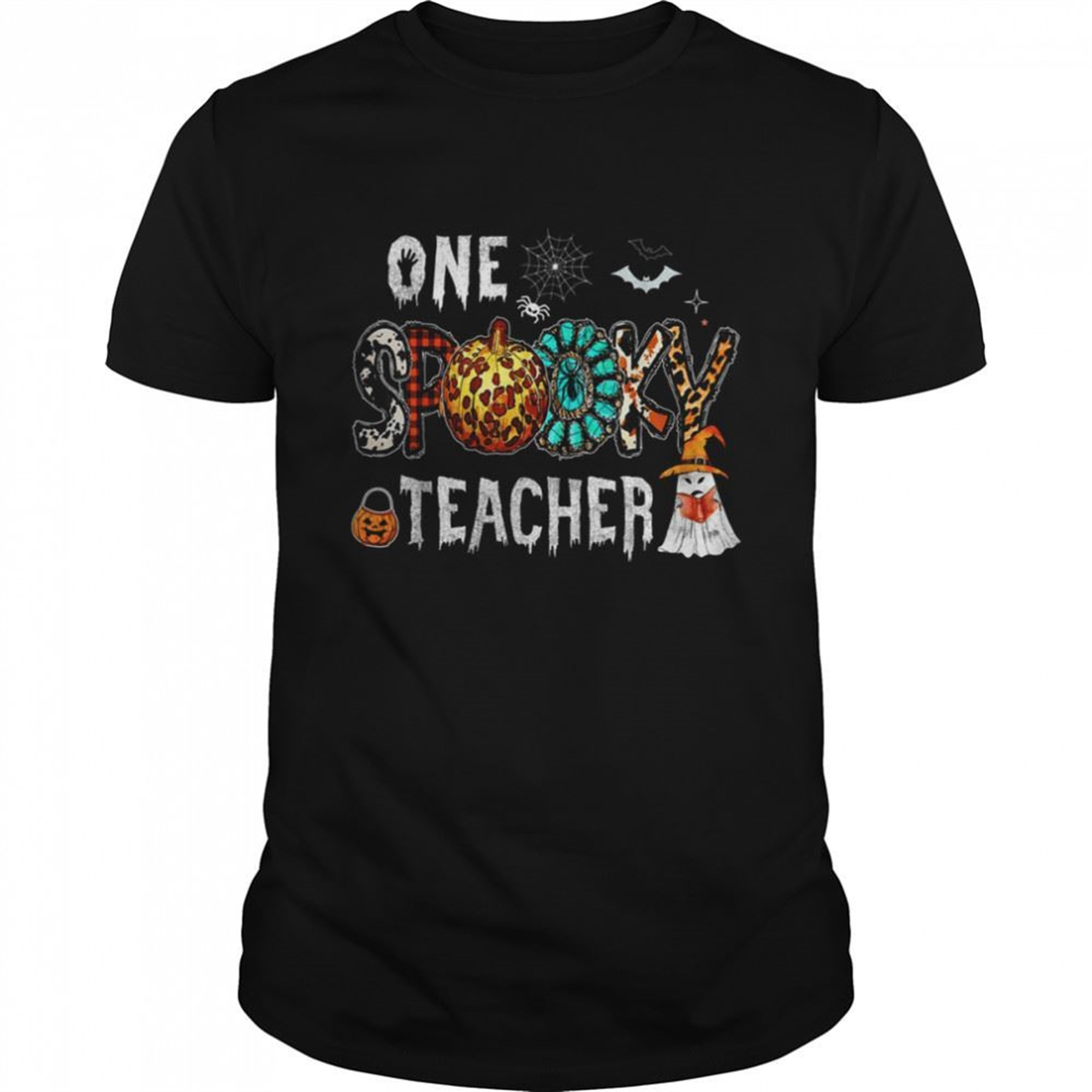 One Spooky Teacher Pumpkins Autumn Thanksgiving Halloween Teacher T-shirt