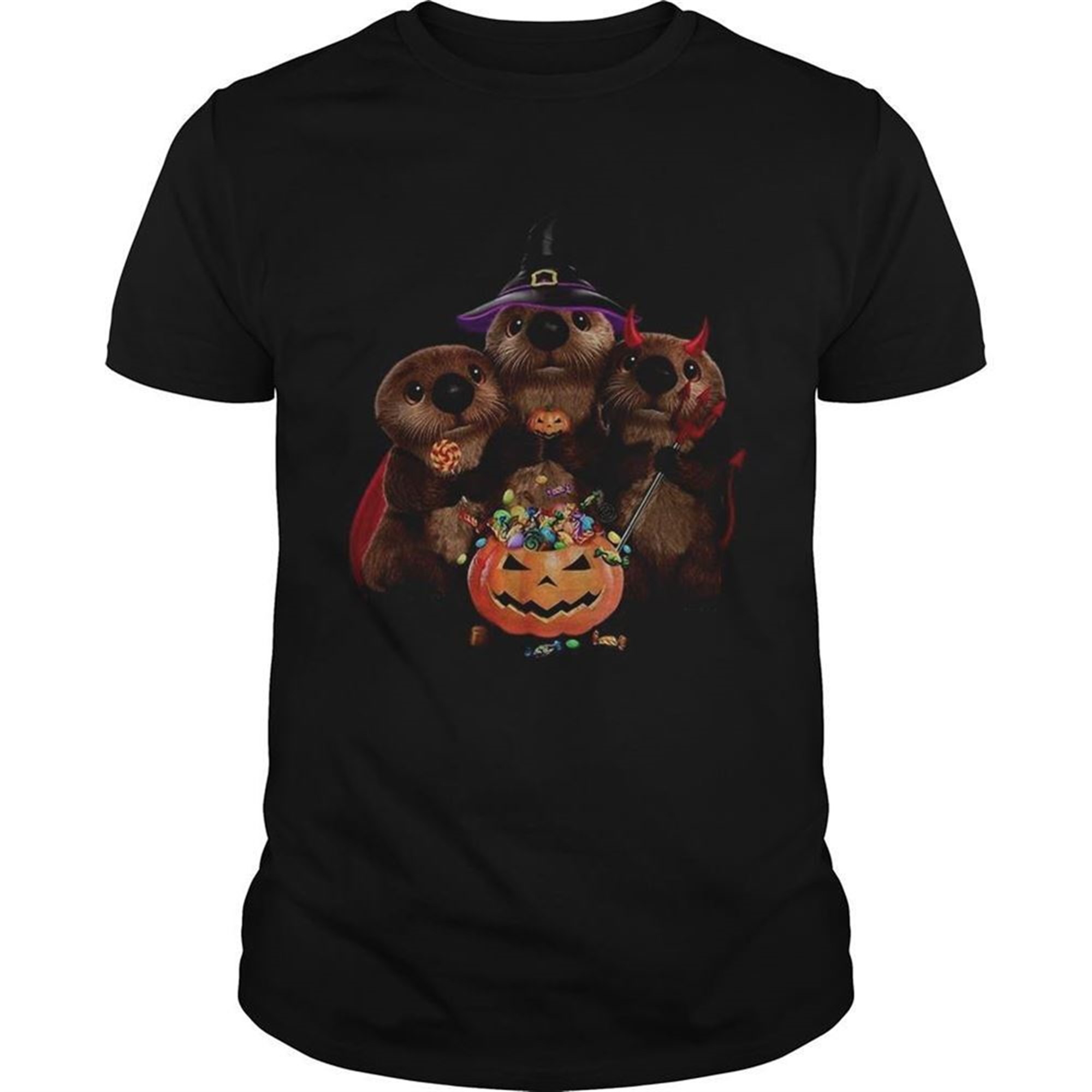 Otter Witch And Pumpkin Halloween Shirt