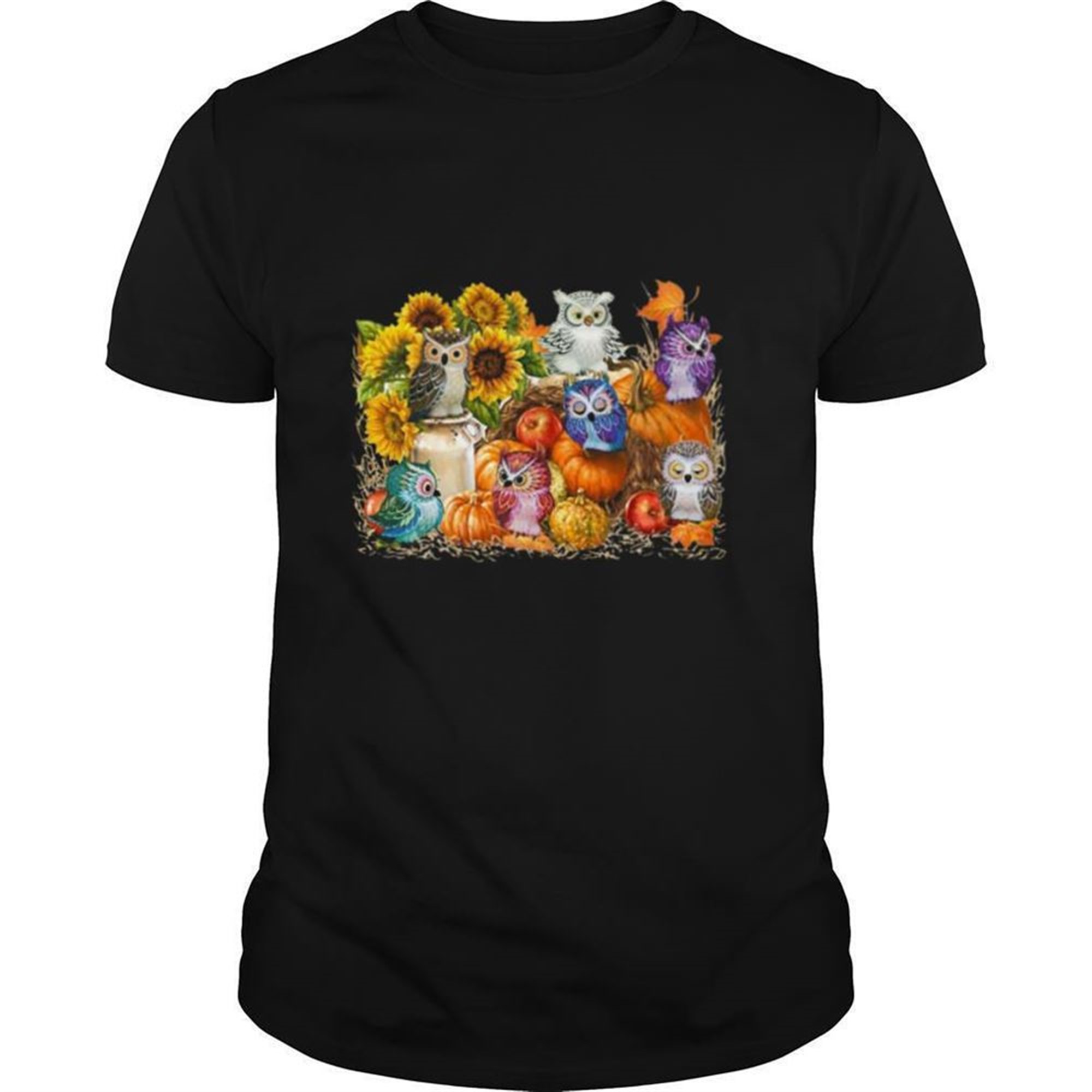 Owls Pumpkin Sunflower Halloween Shirt