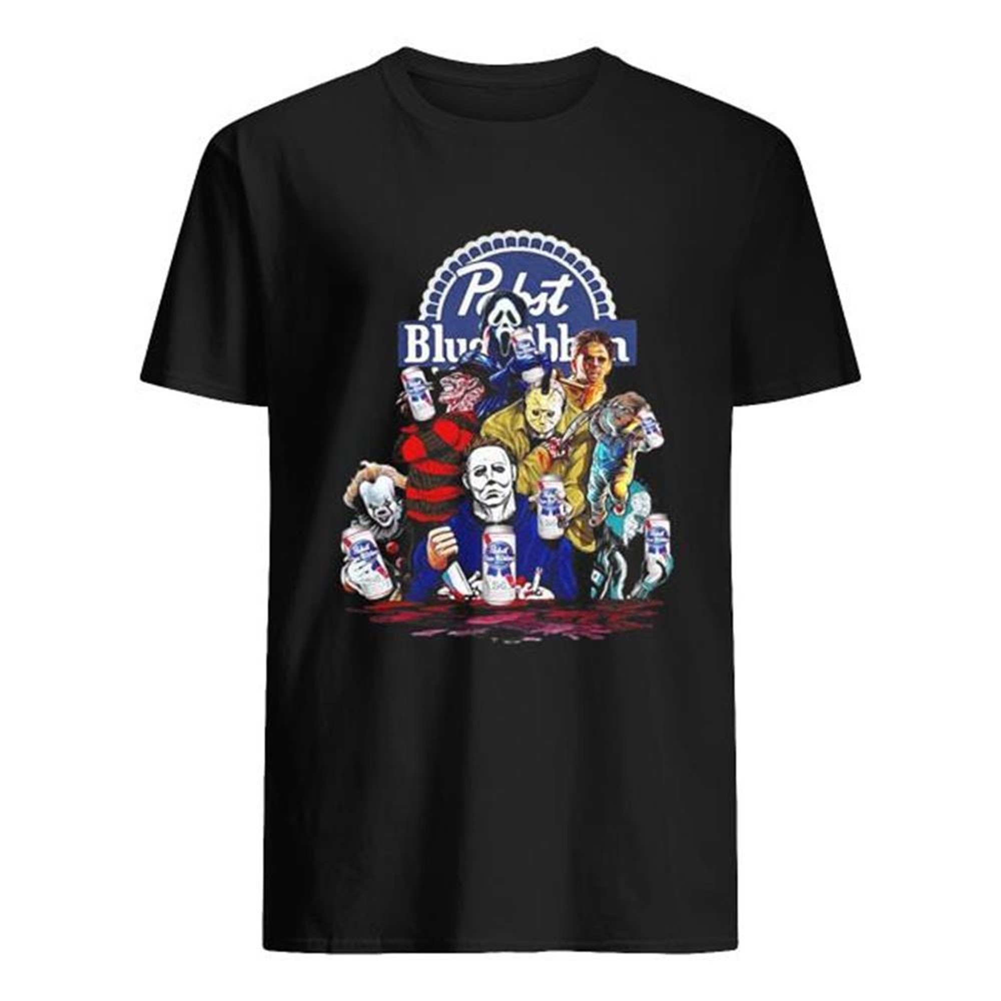 Pabst Blue Ribbon Horror Characters Halloween Shirt