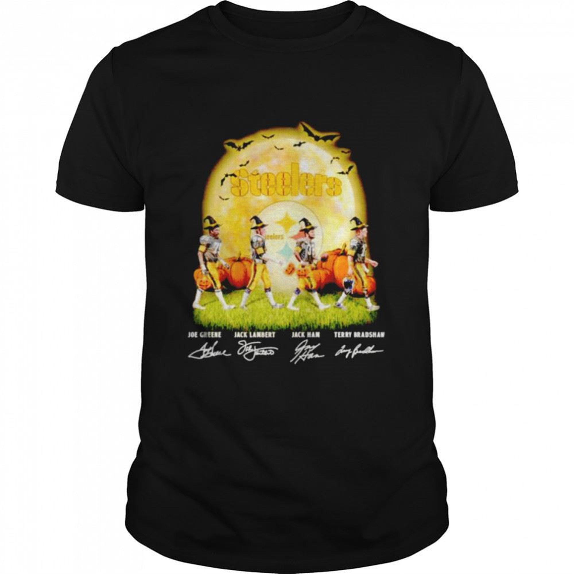 Pittsburgh Steelers Joe Greene Jack Lambert Jack Ham Terry Bradshaw Signatures Halloween Shirt