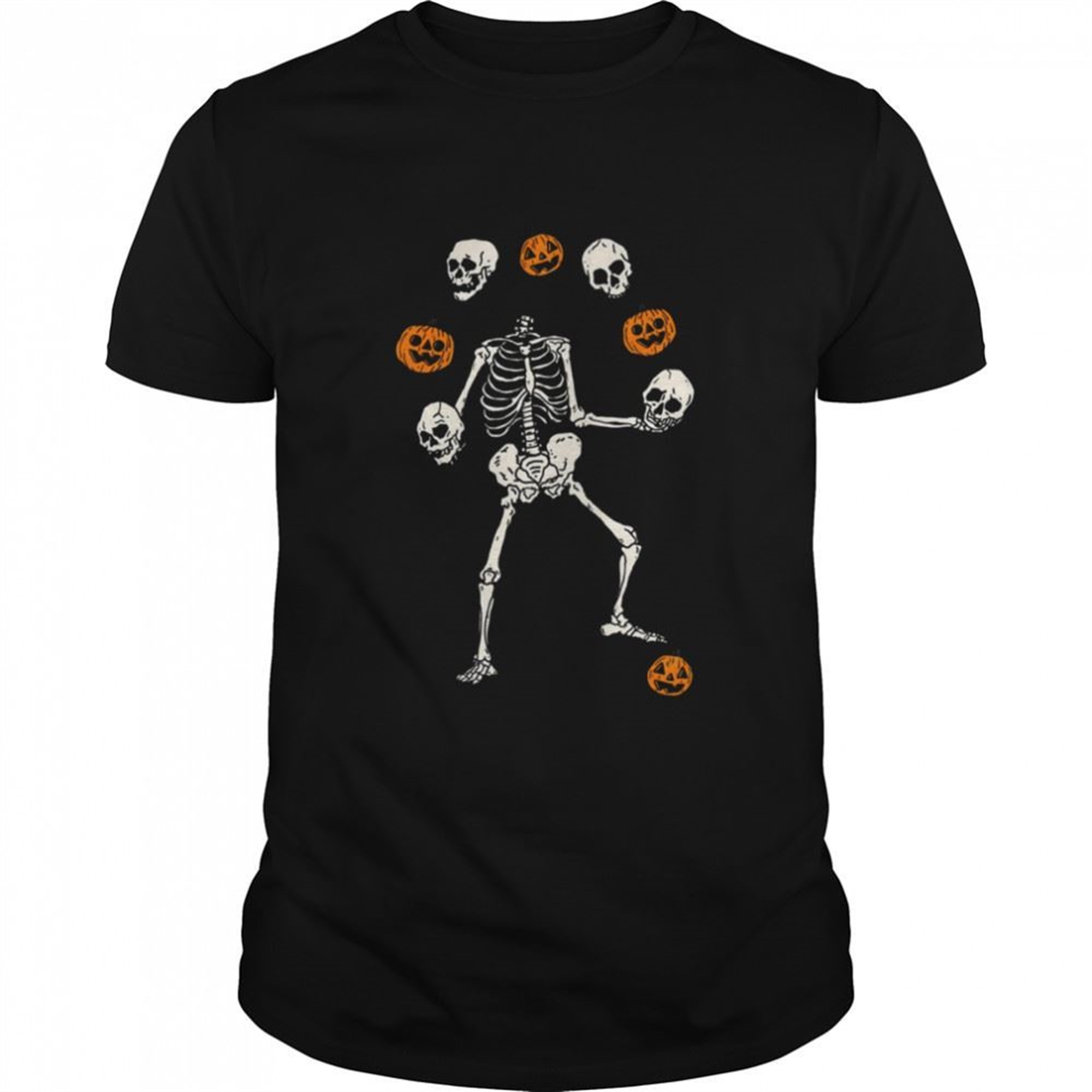 Play With Me Stay Spooky Juggling Skeleton Pumpkins And Skeleton Halloween Shirt
