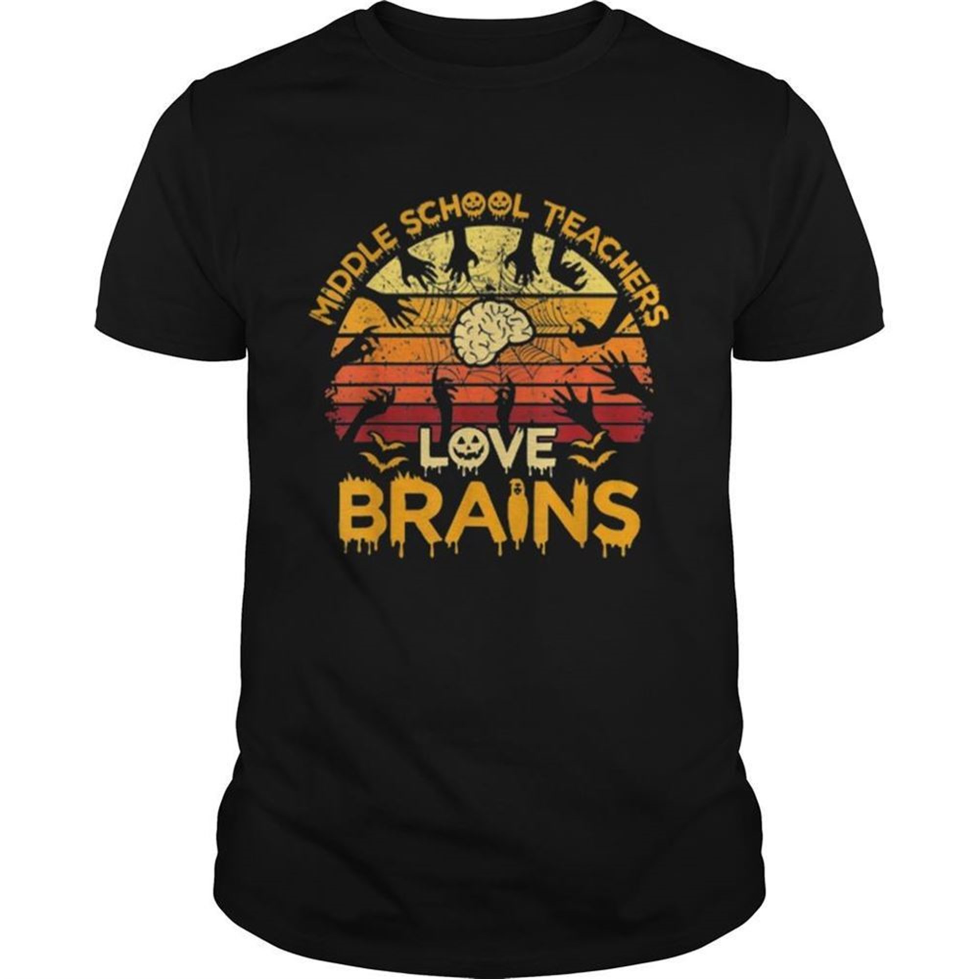 Pretty Vintage Middle School Teachers Love Brains Halloween Shirts