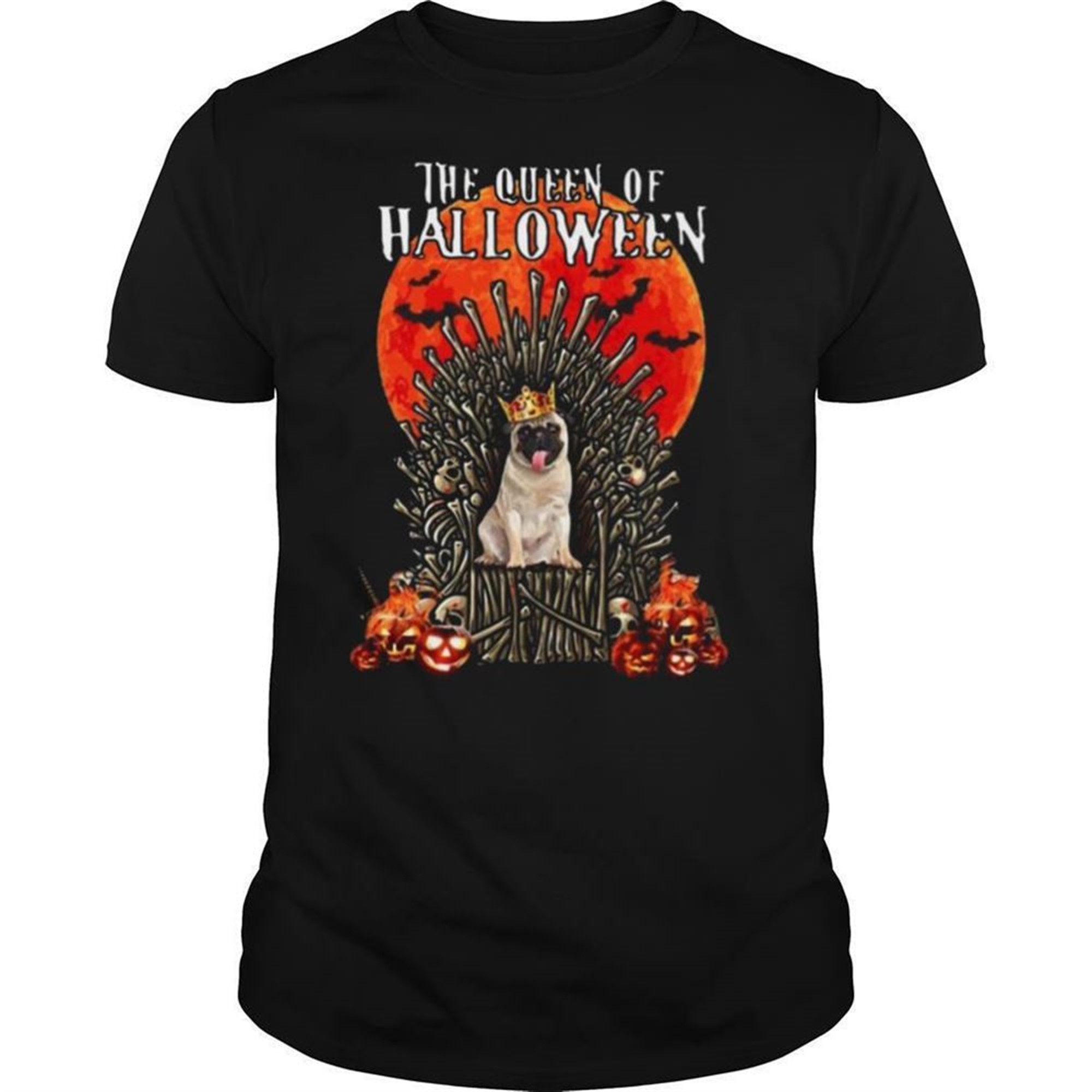 Pug Dog The Queen Of Halloween Shirt