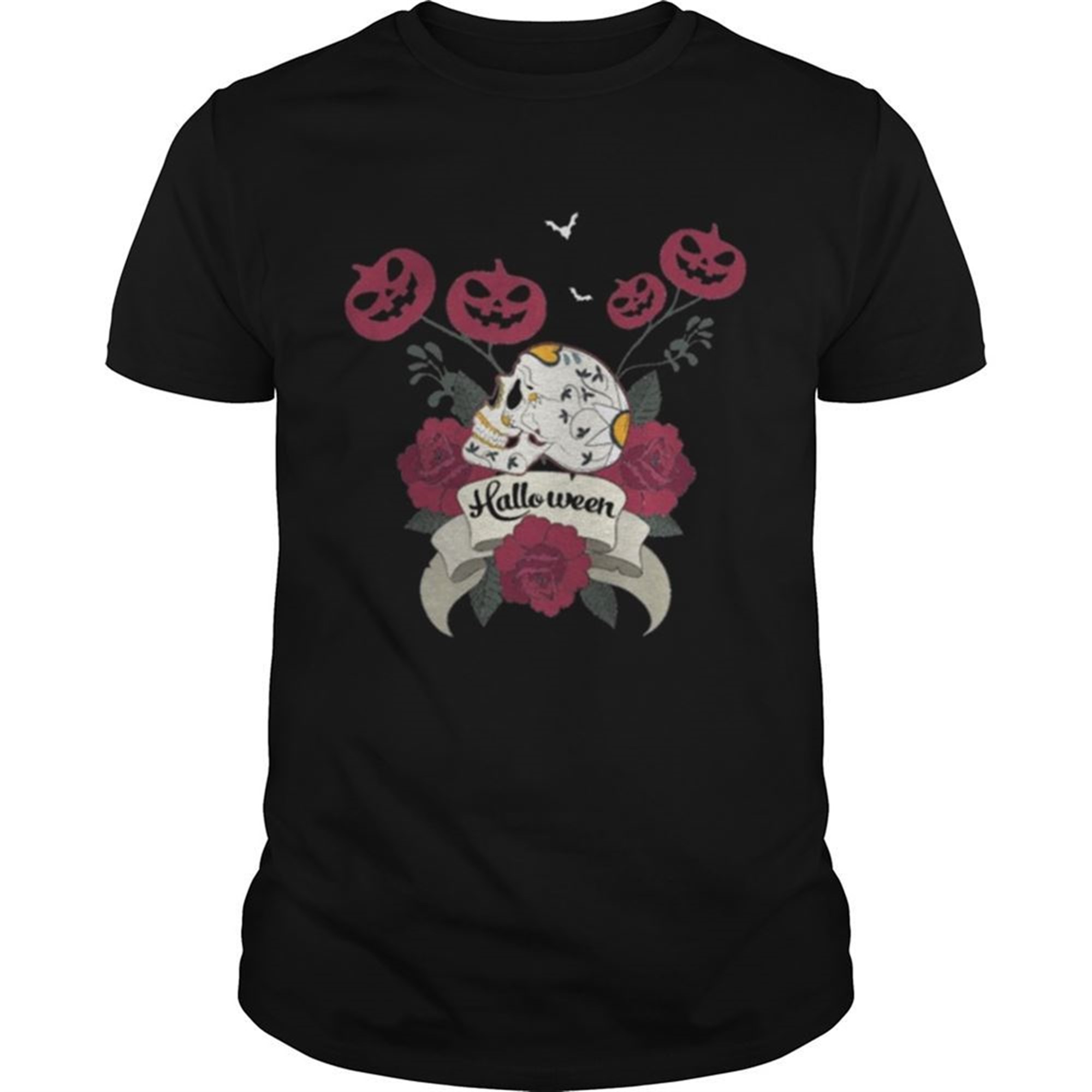 Pumpkin Skull Flower Art Halloween Shirt