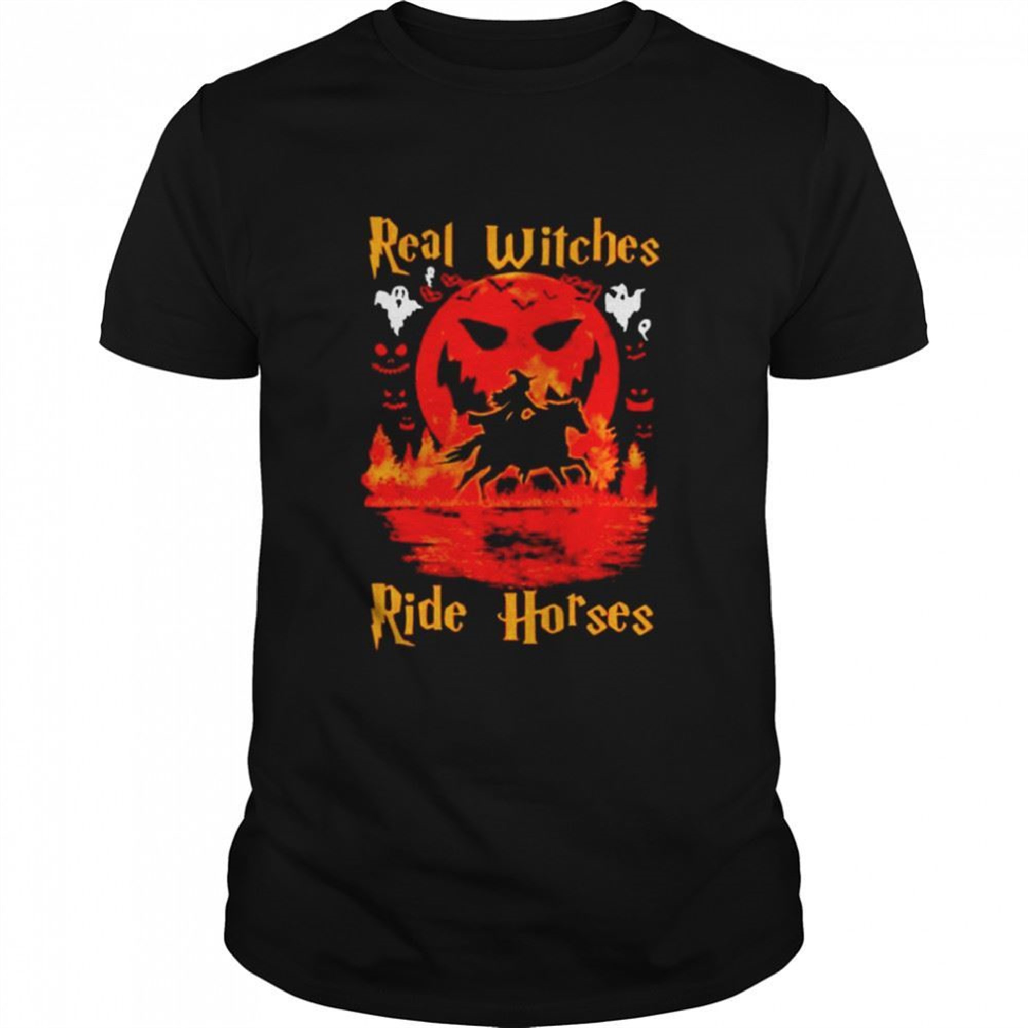 Real Witches Ride Horses Halloween Shirt