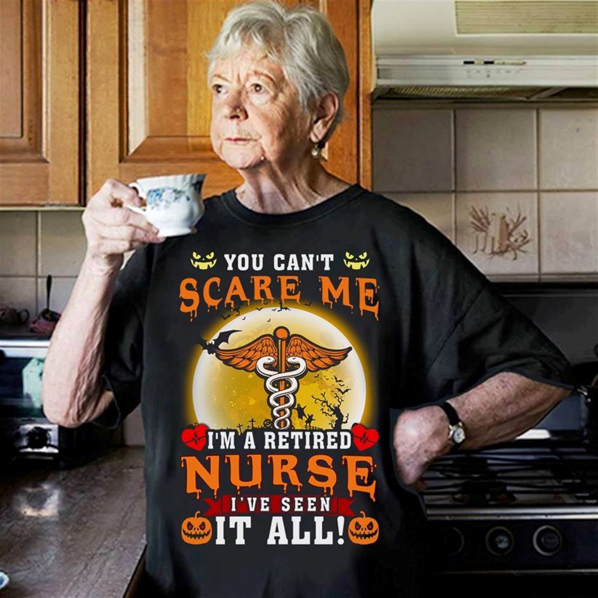 Retired Nurse Shirt Halloween You Cant Scare Me