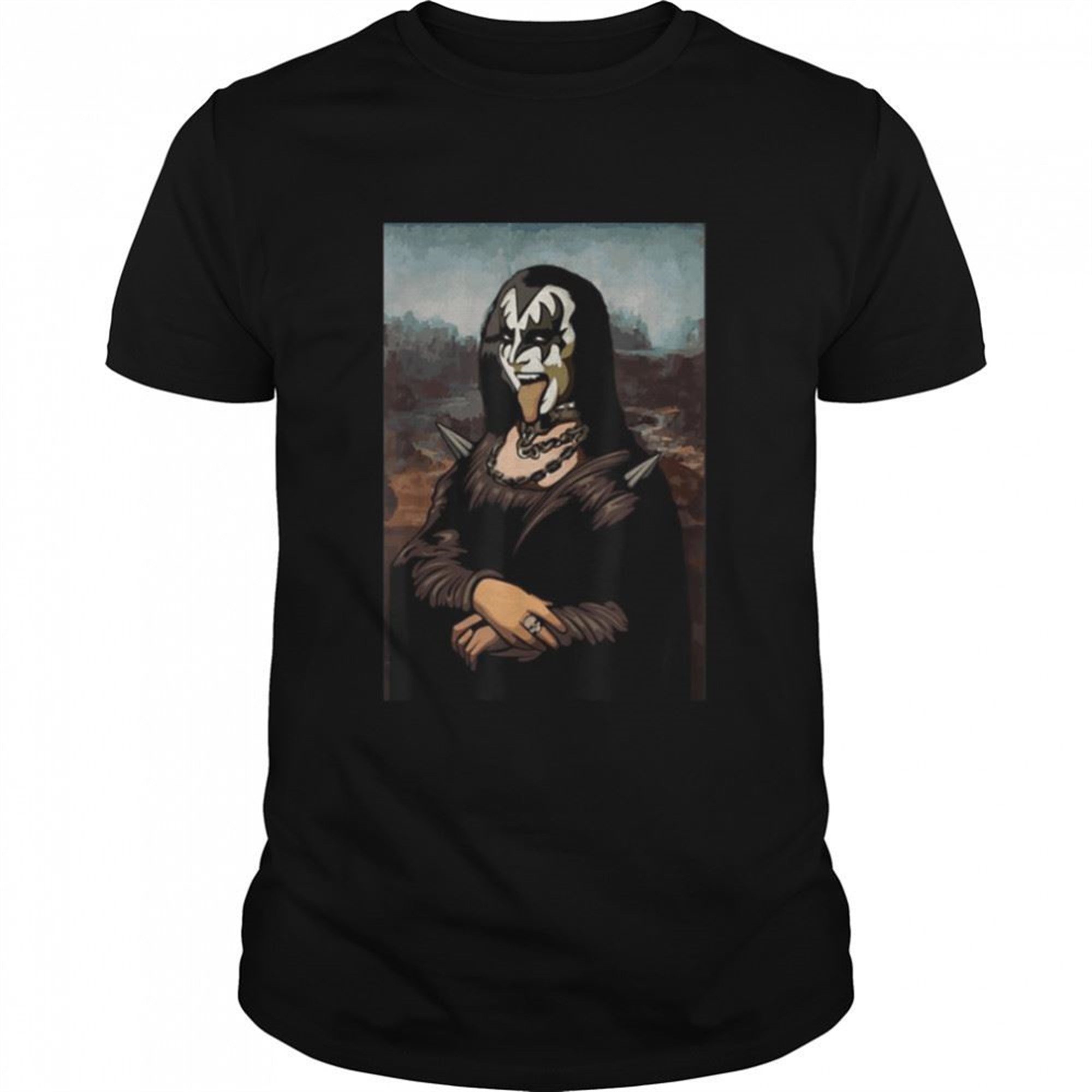 Rock N Roll Band Kiss Halloween Mona Lisa Painting Shirt