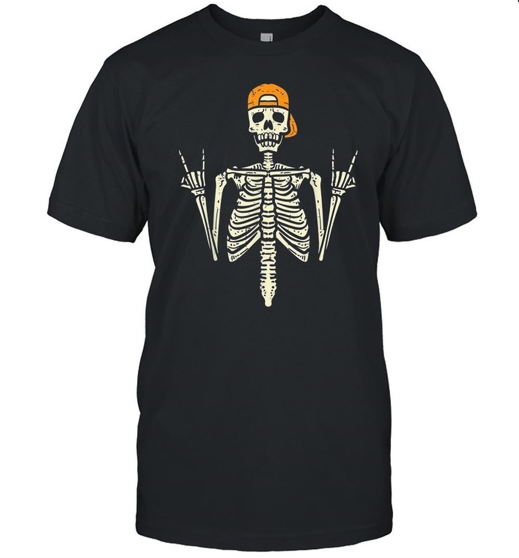 Rocker Skater Skeleton Cap Cool Halloween Punk Boys Shirt