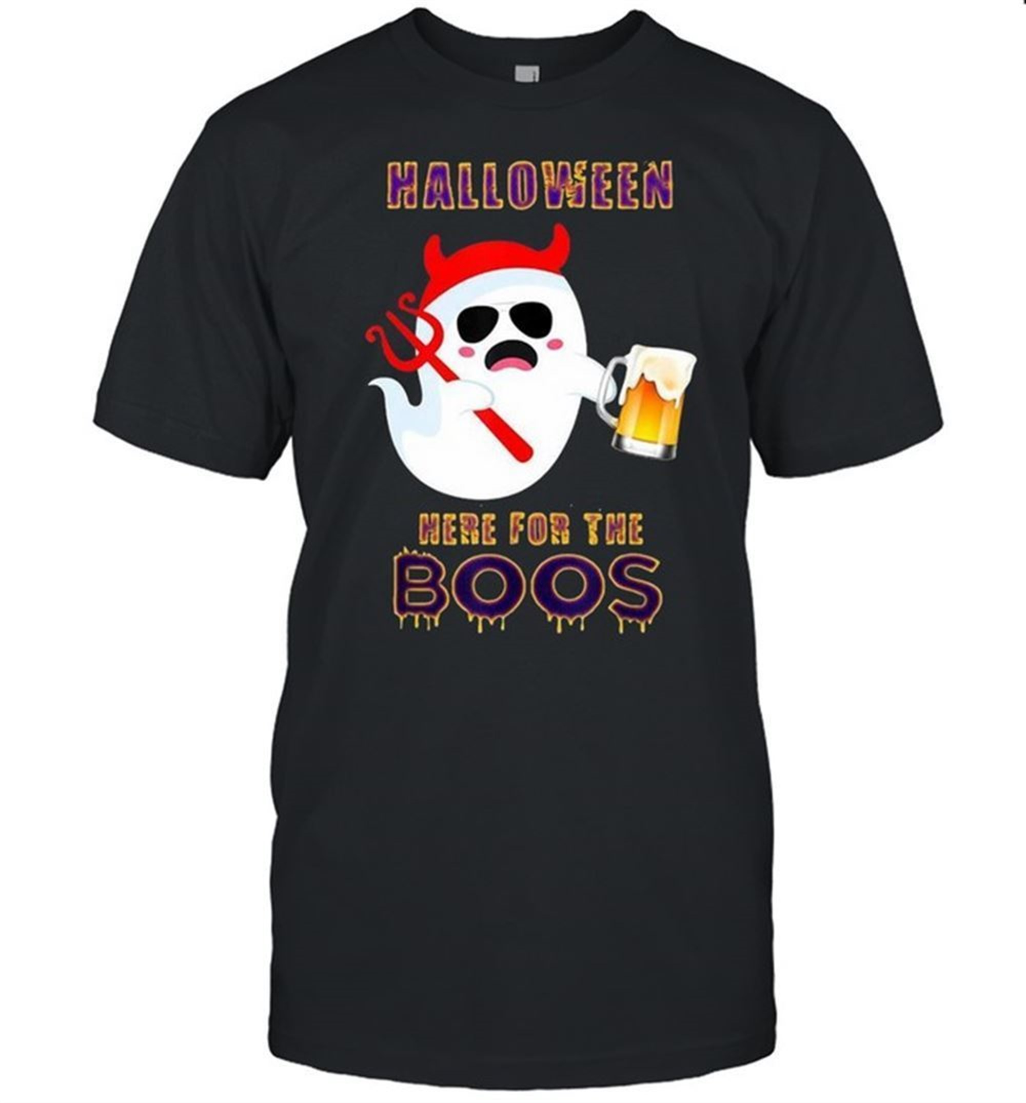 Satan Ghost Halloween Here For The Boos Shirt