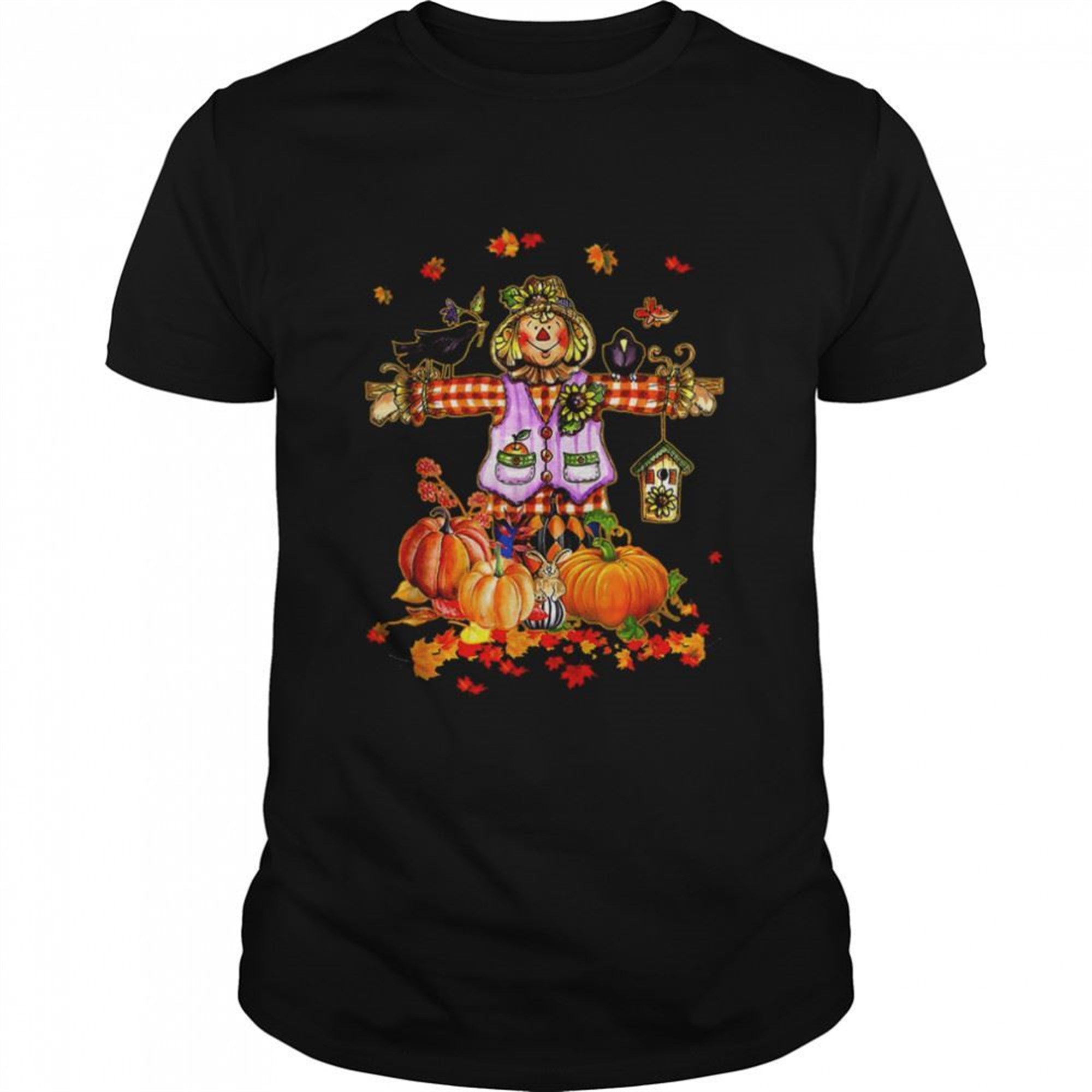 Scarecrow Autumn Hello Fall Pumpkin Thanksgiving Halloween T-shirt