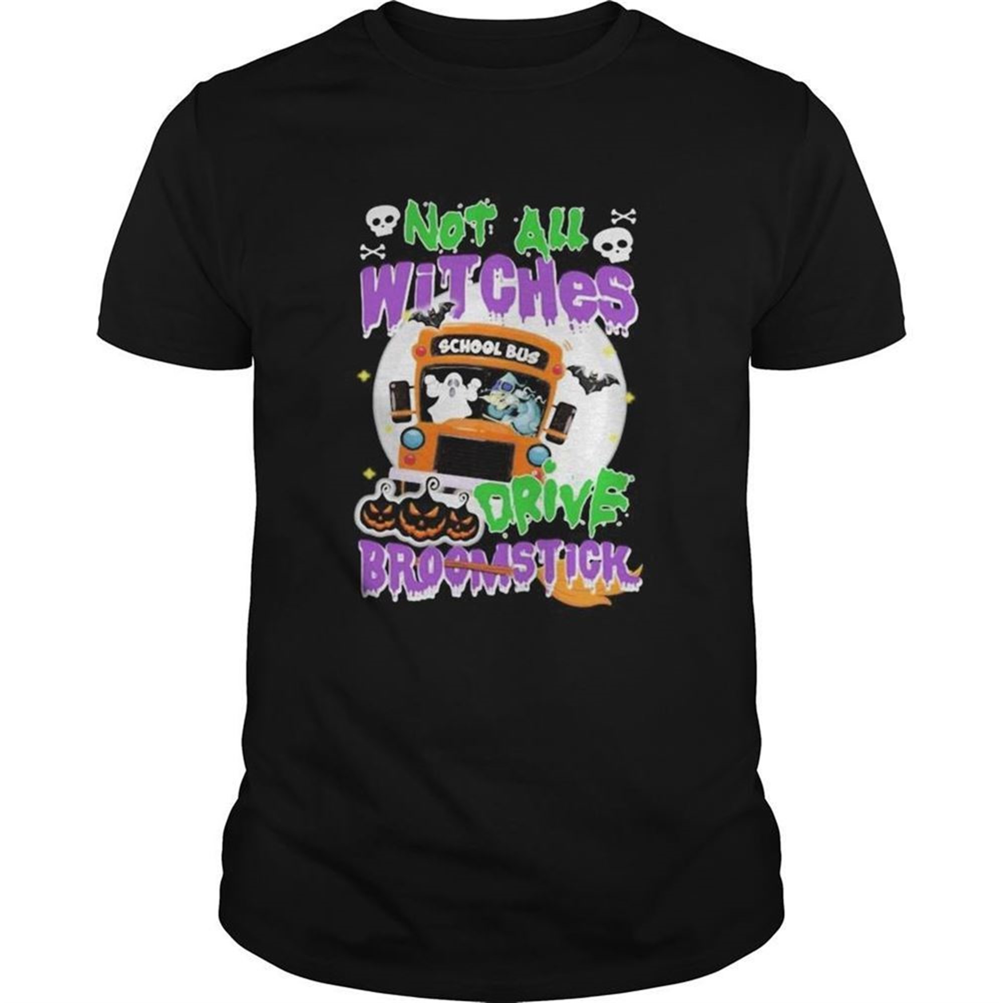 School Bus Not All Witches Drive Broomstick Halloween Shirt