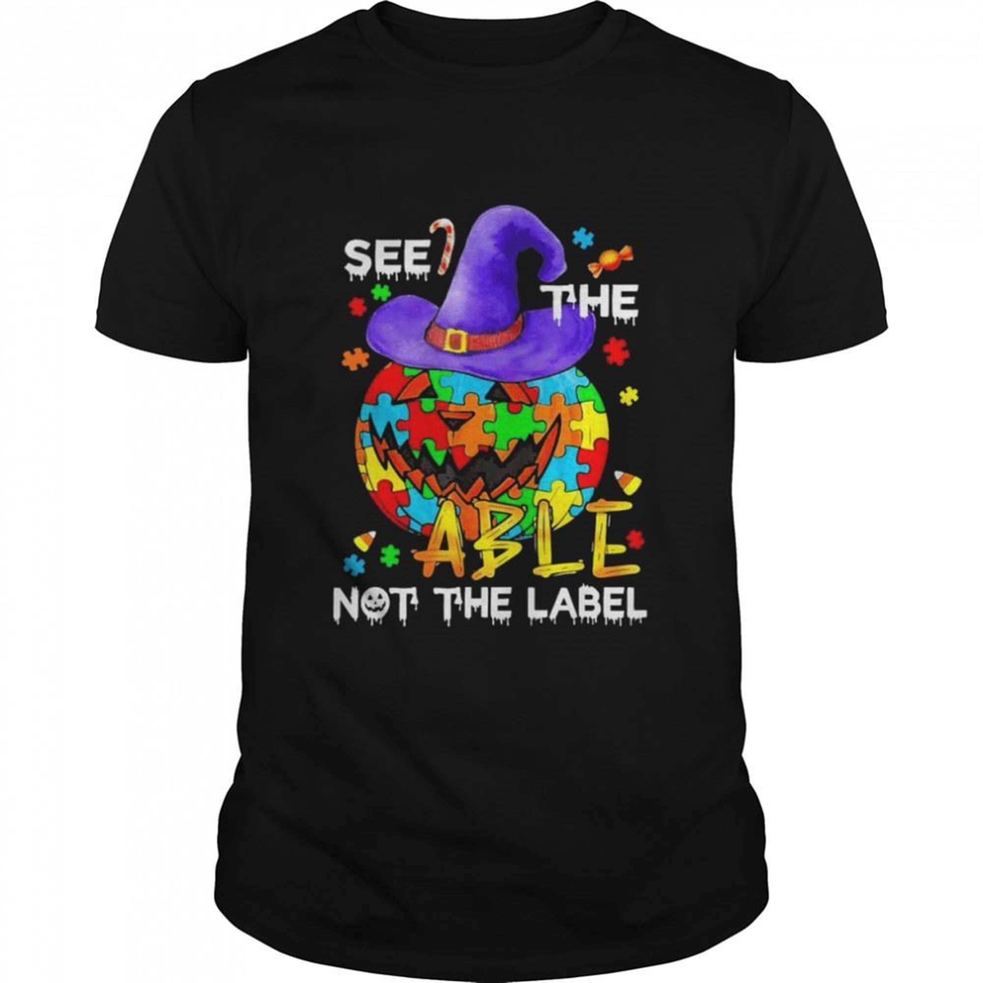 See The Able Not The Label Autism Awareness Pumpkin Halloween Shirt