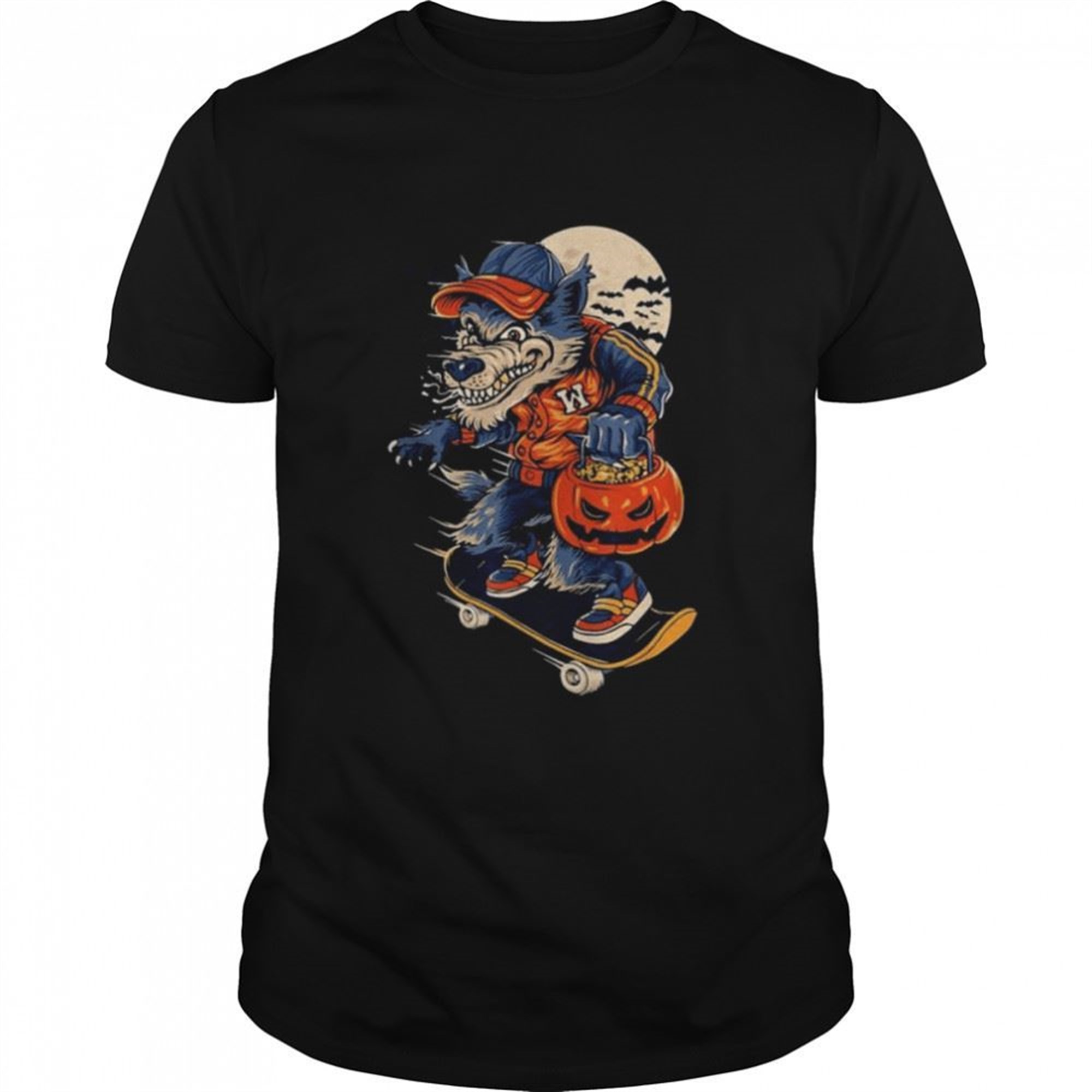 Skateboard Wolf Trick Or Treat Halloween Wolf Shirt