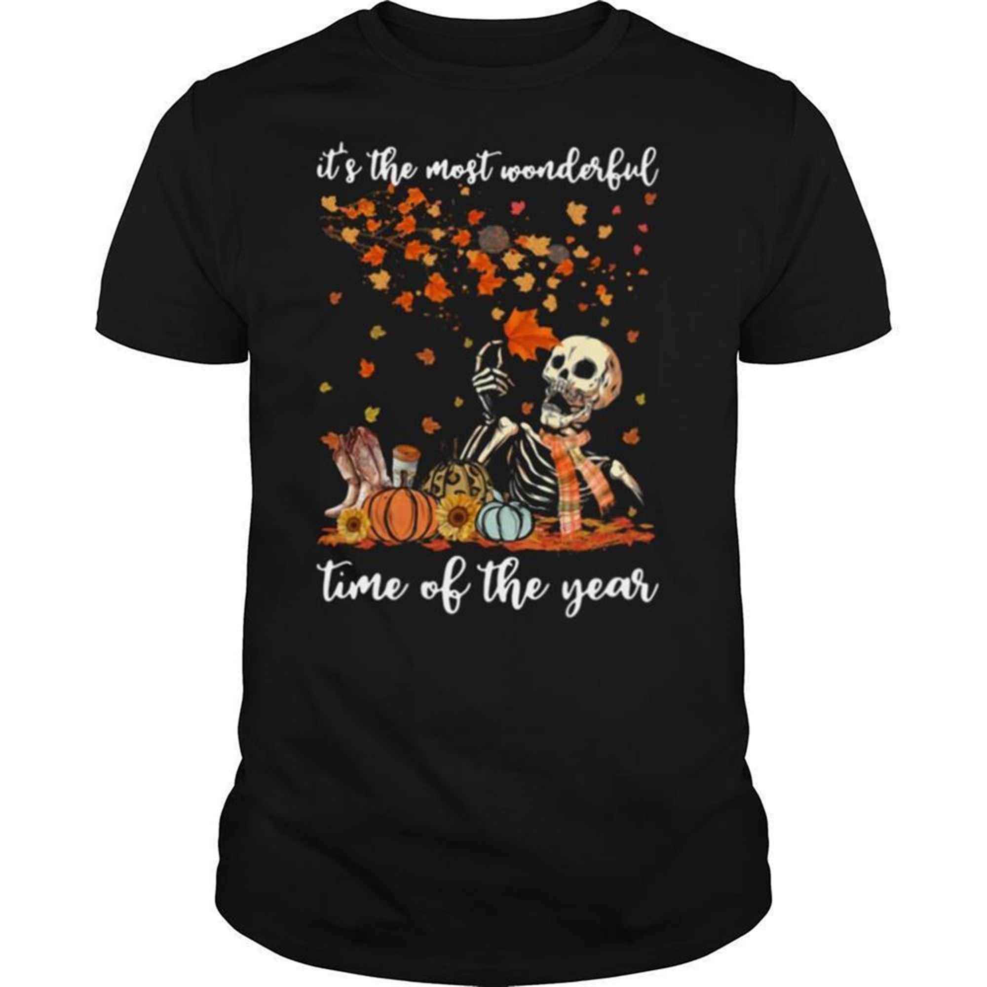 Skeleton Its The Most Wonderful Time Of The Year Pumpkin Halloween Shirt