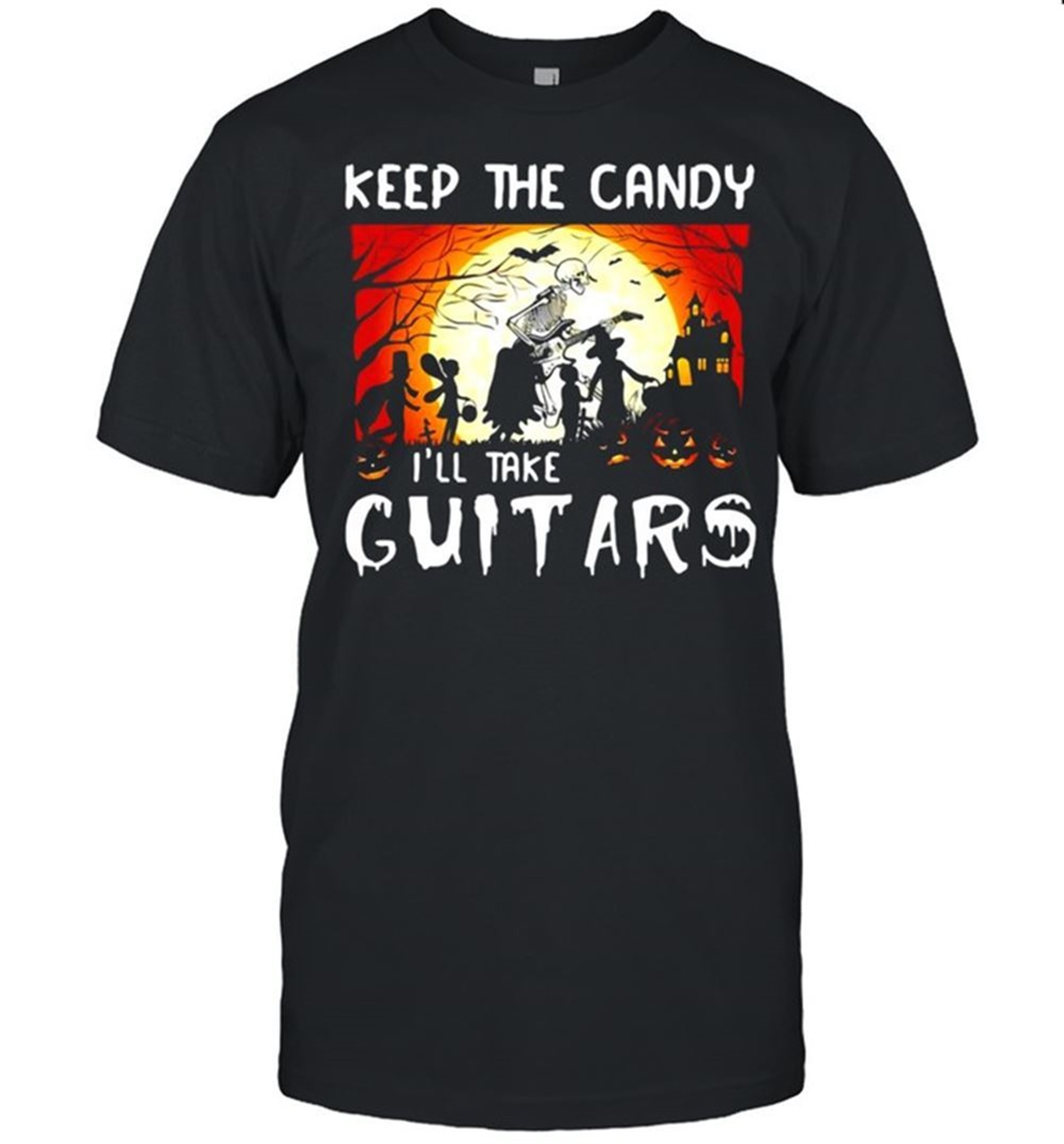 Skeleton Keep The Candy Ill Take Guitars Halloween Shirt