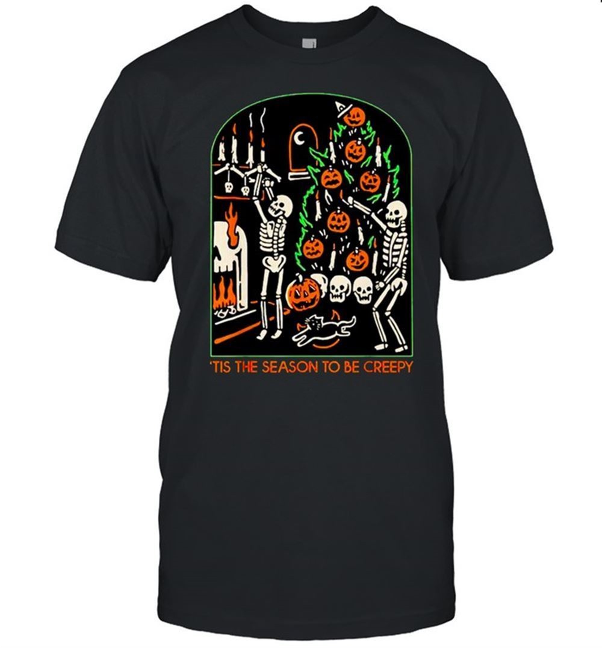 Skeleton Pumpkin Halloween Tis The Season To Be Creepy Shirt