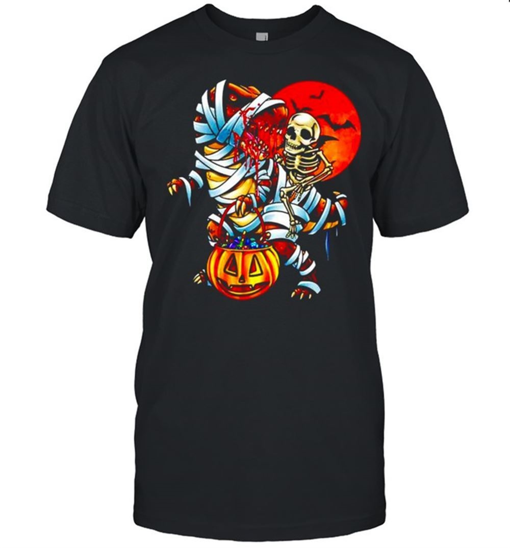 Skeleton Riding Dinosaur Happy Halloween Shirt