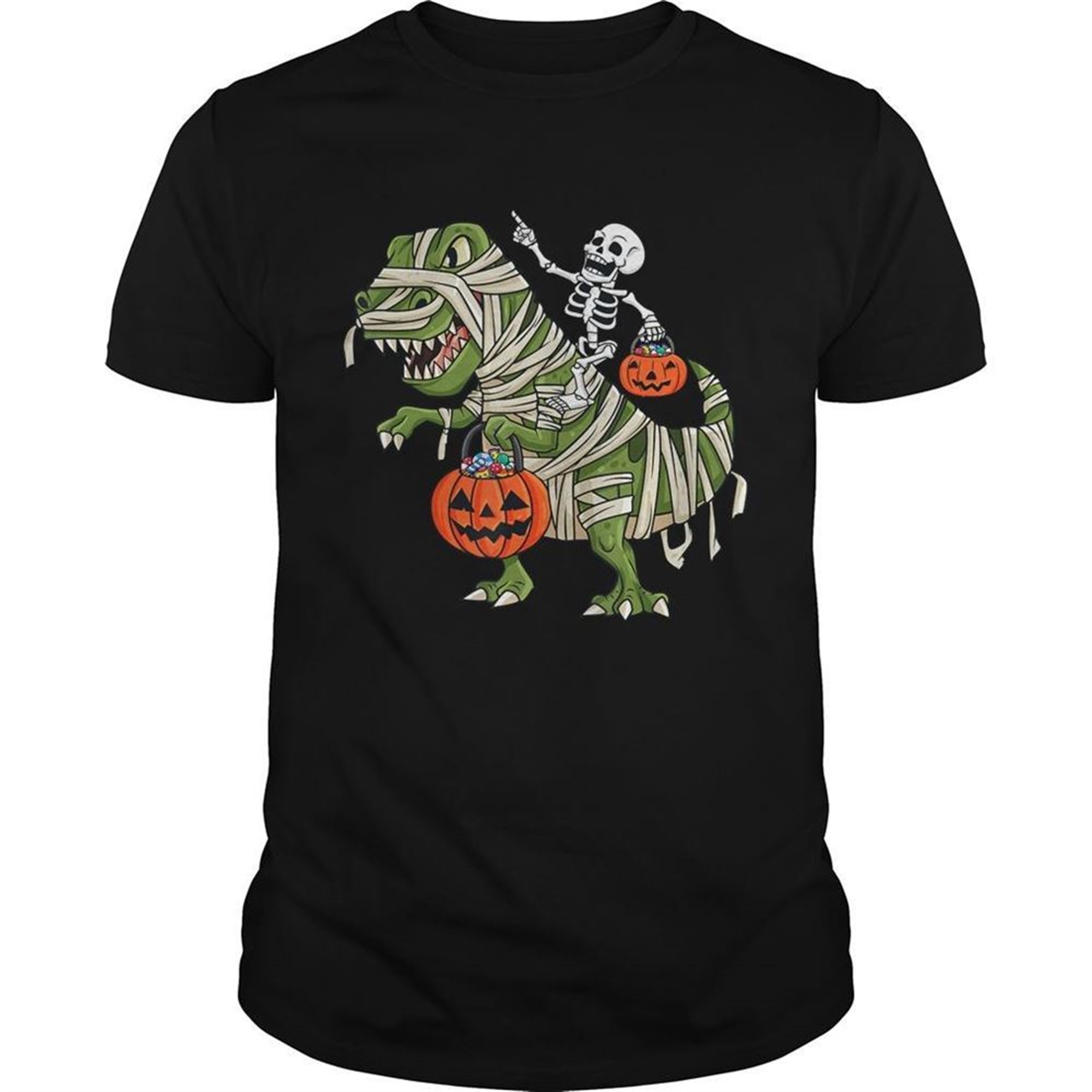Skeleton Riding T Rex Funny Halloween Boys Girls Kidstshirt
