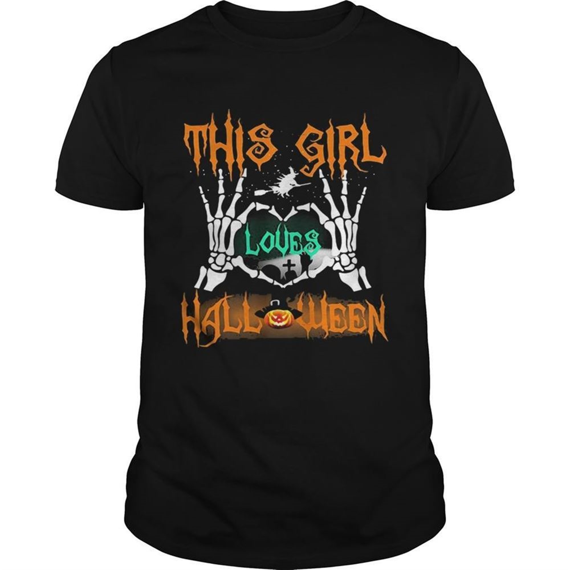 Skeleton This Girl Loves Halloween Heart Shirt