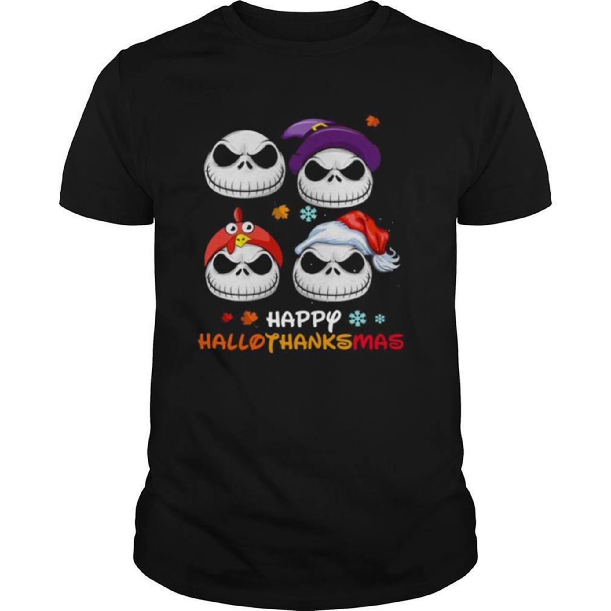 Skellington Halloween And Merry Christmas Happy Hallothanksmas Shirt