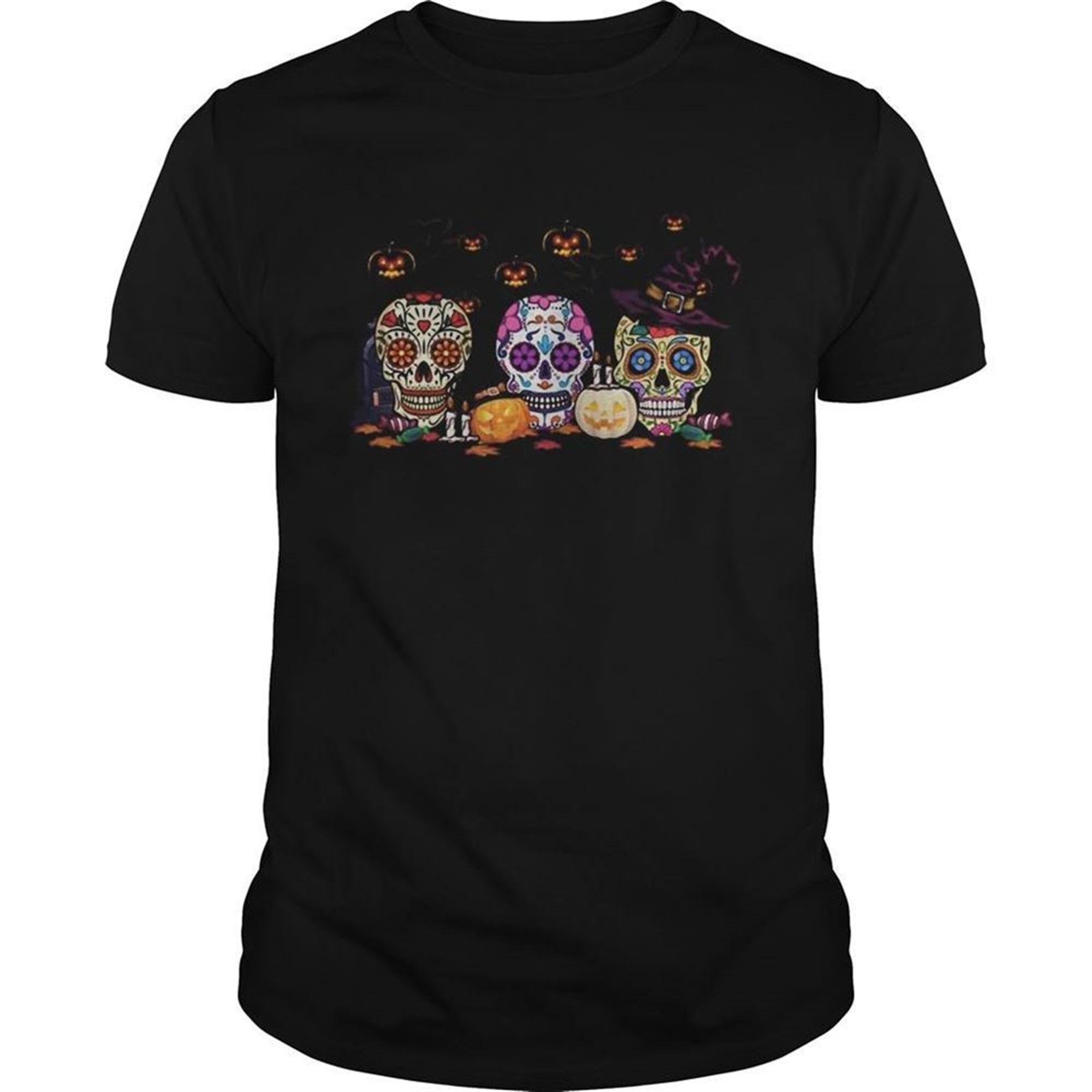 Skull Hippie Witch Pumpkin Witch Halloween Shirt