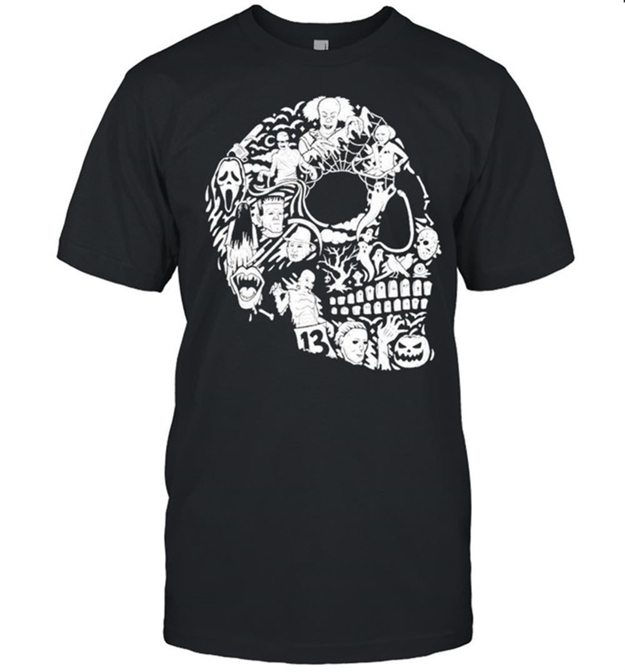 Skull Horror Characters Halloween Mashup Shirt