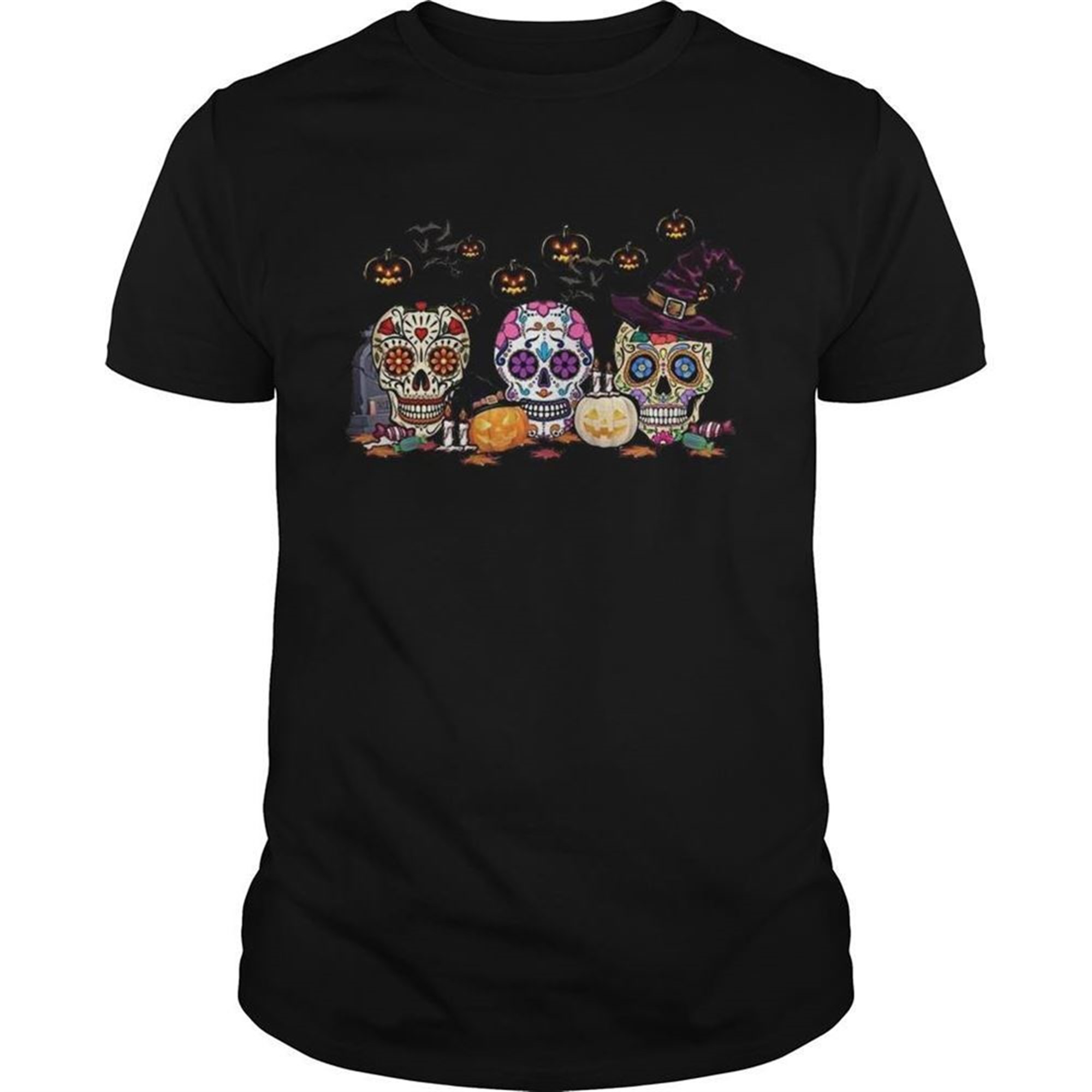 Skull Witch Pumpkin Halloween Shirt
