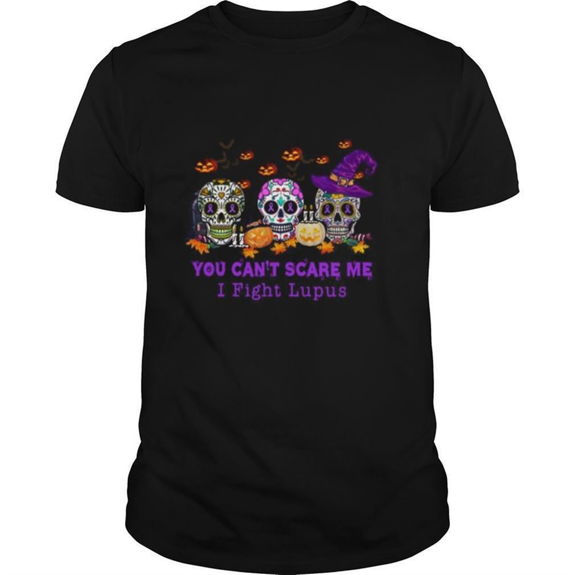 Skulls Pumpkins You Cant Scare Me I Fight Lupus Halloween Shirt