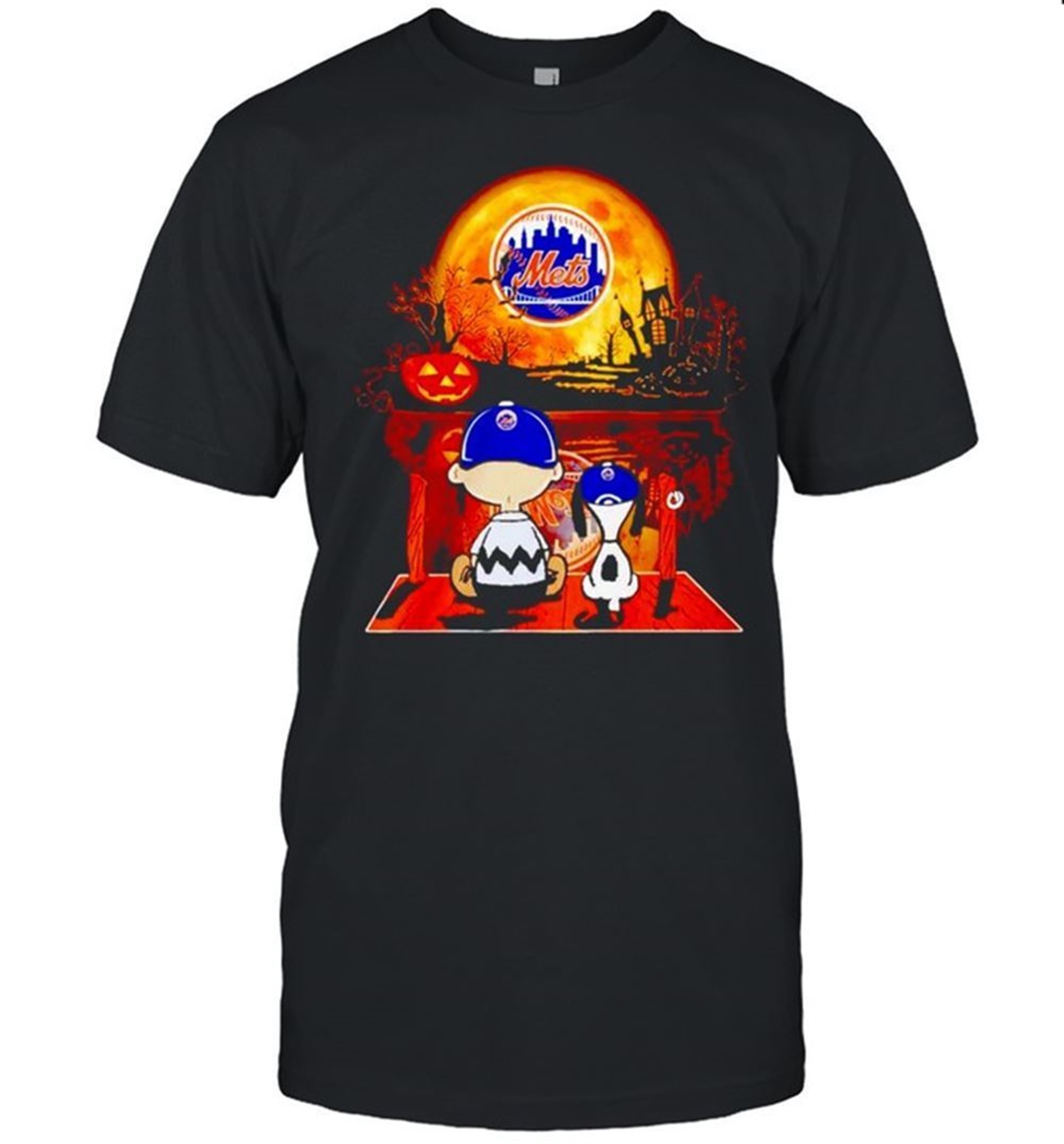 Snoopy And Charlie Brown New York Mets Happy Halloween Shirt