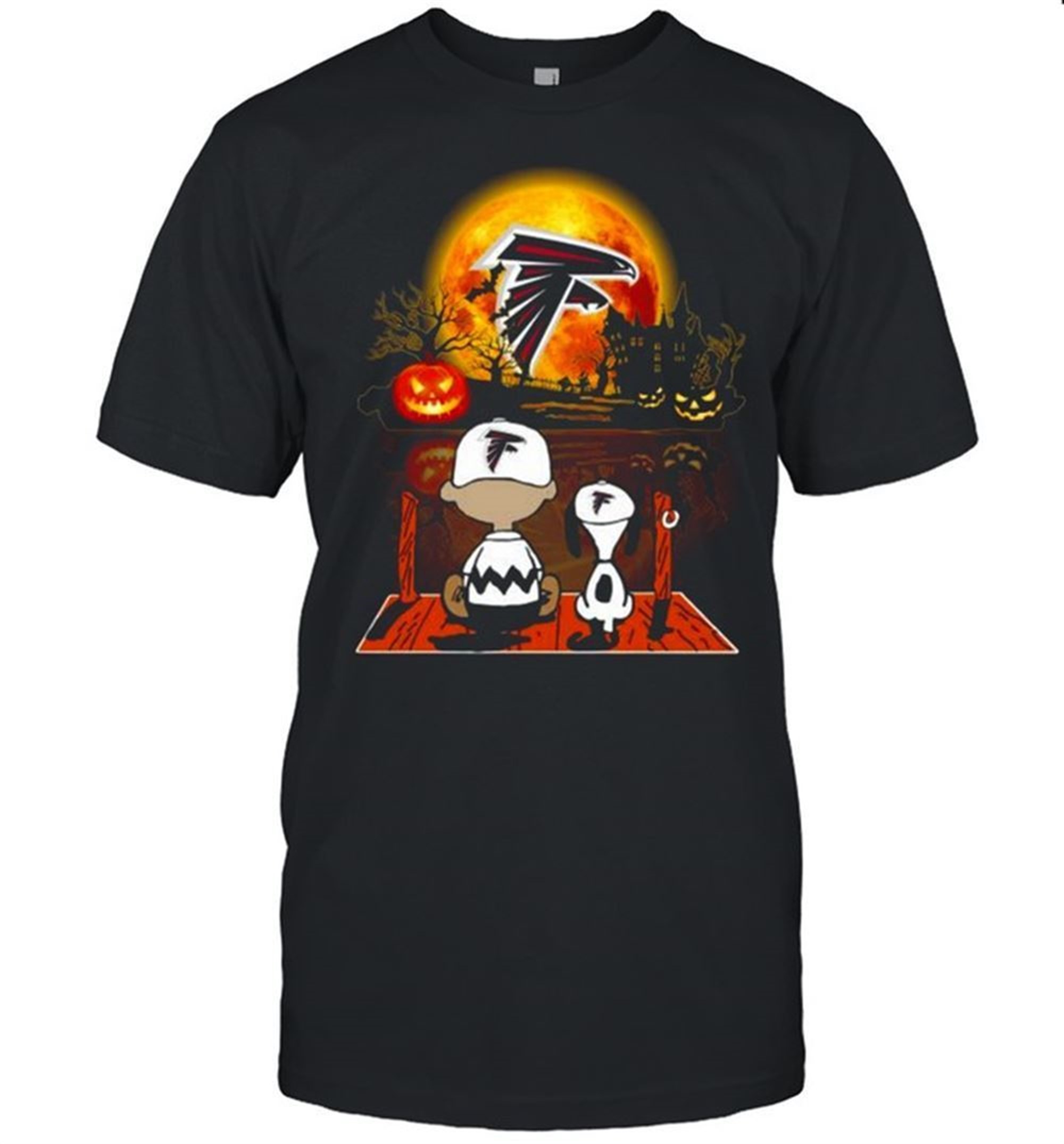 Snoopy And Charlie Brown Pumpkin Atlanta Falcons Halloween Moon Shirt
