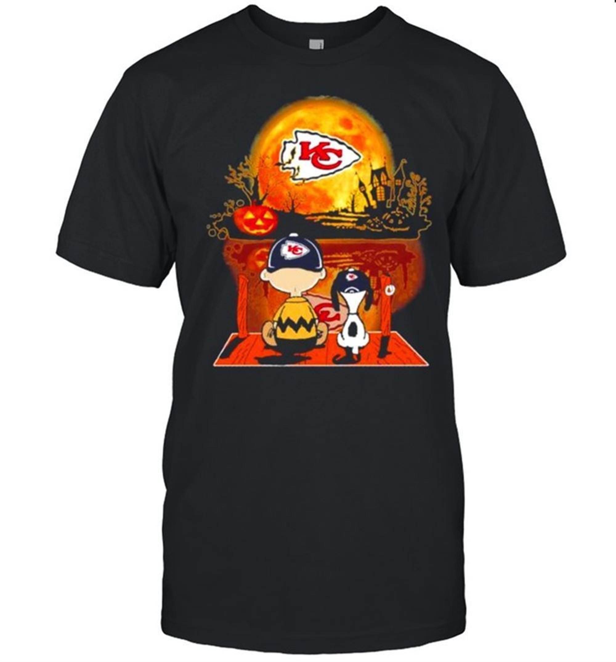 Snoopy And Charlie Brown Pumpkin Kansas City Chiefs Halloween Moon Shirt