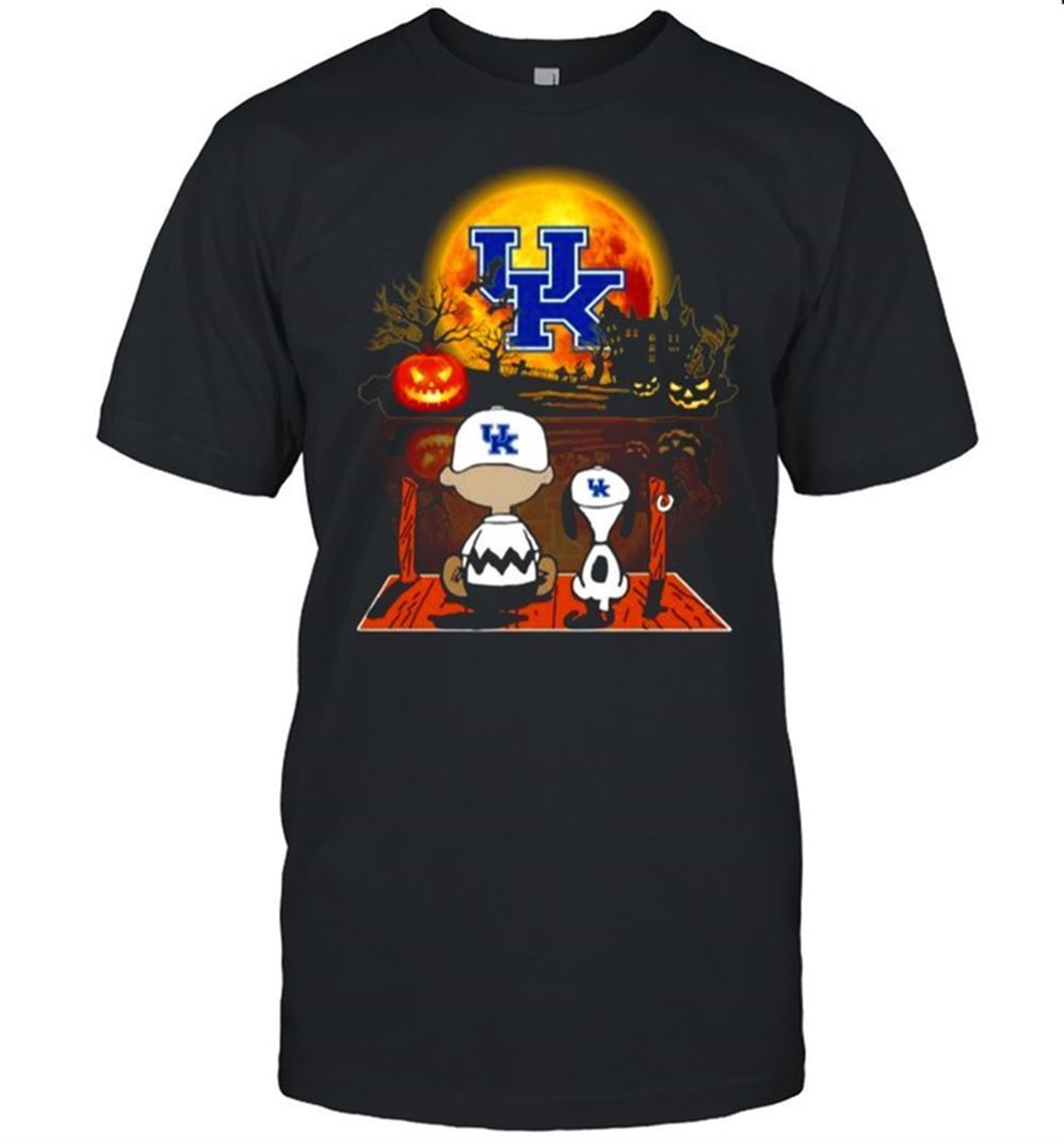 Snoopy And Charlie Brown Pumpkin Kentucky Wildcats Halloween Moon Shirt