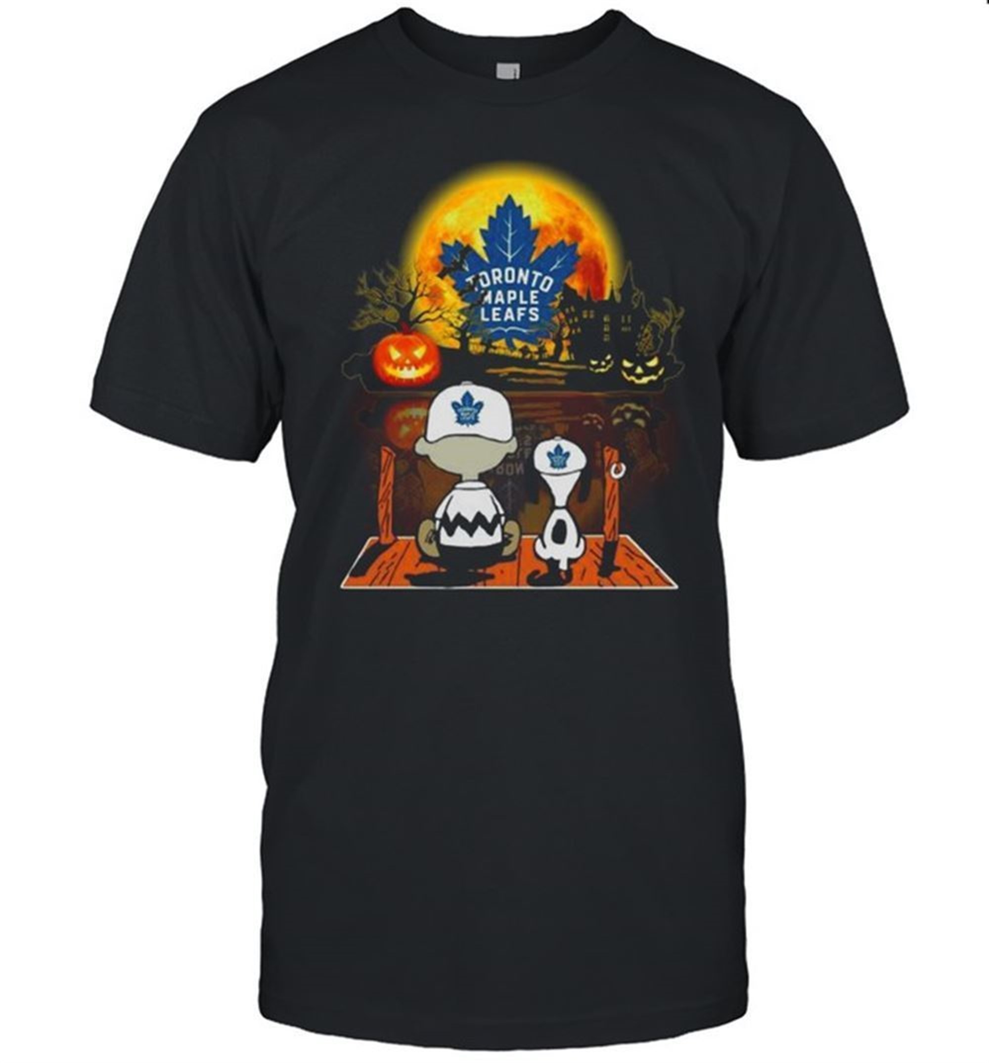 Snoopy And Charlie Brown Pumpkin Toronto Maple Leafs Halloween Moon Shirt