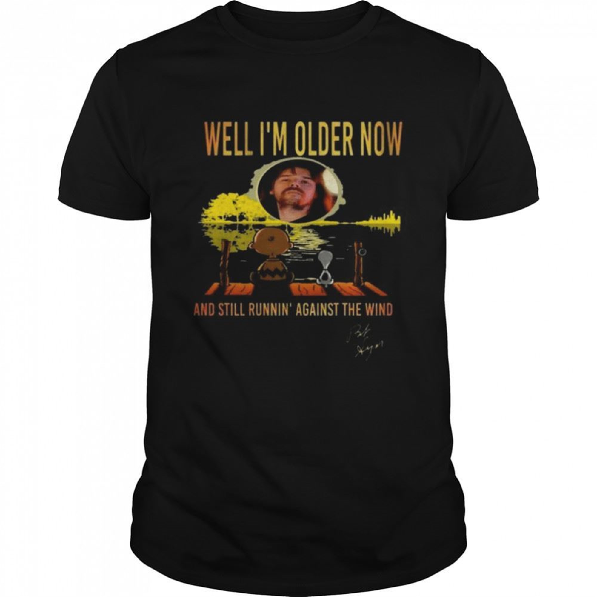 Snoopy And Charlie Brown Well Im Older Now And Still Runnin Against The Wind Signature Halloween Shirt