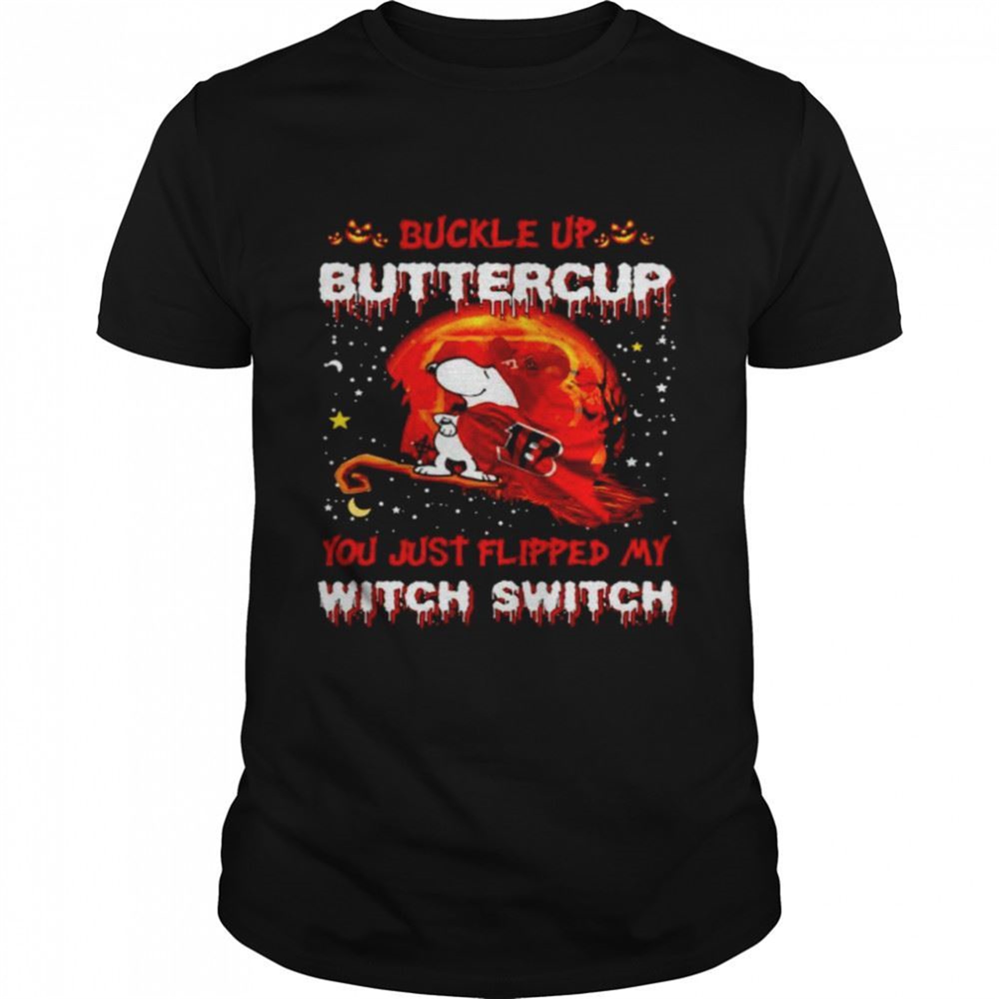 Snoopy Bengals Buckle Up Buttercup You Just Flipped Halloween Shirt