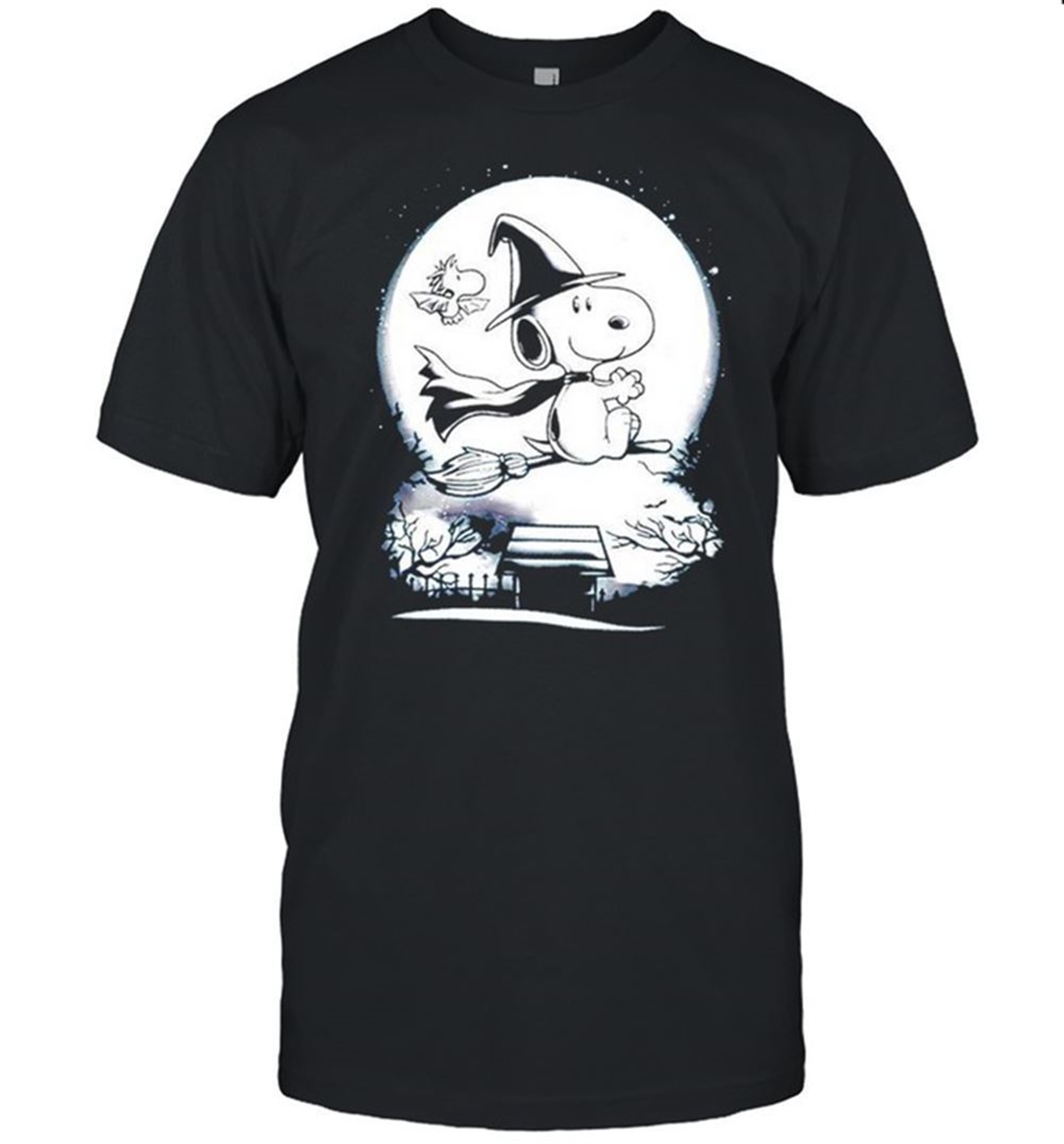 Snoopy Flying On Witchs Broom Trick Or Treat Halloween Shirt