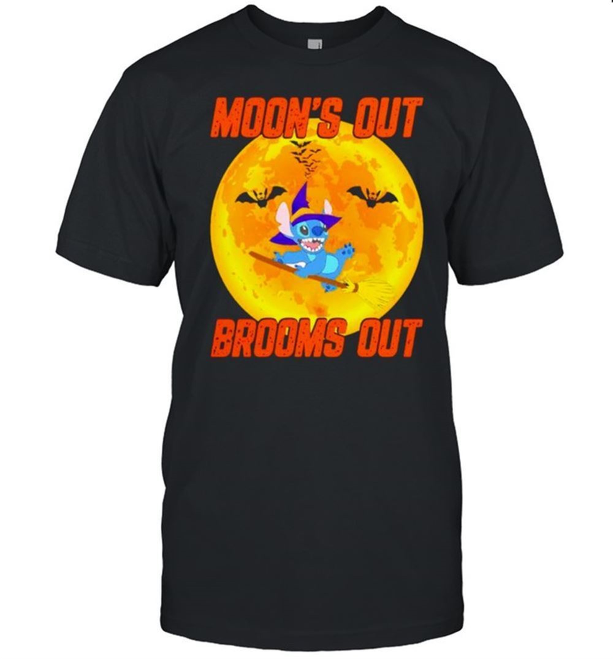 Stitch Halloween Moons Out Brooms Out Shirt