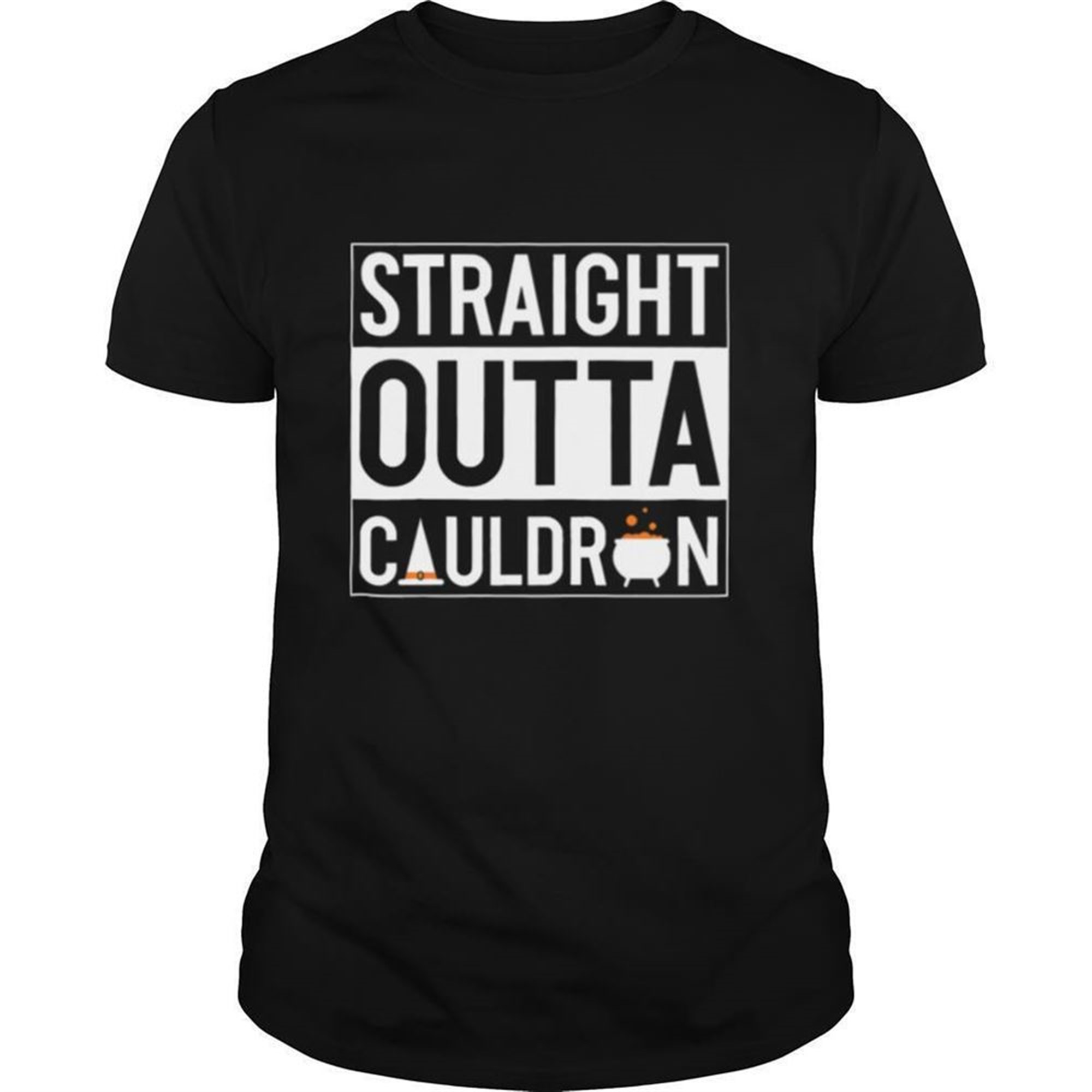 Straight Outta Cauldron Brew Witch Hat Halloween Funny Pun Shirt