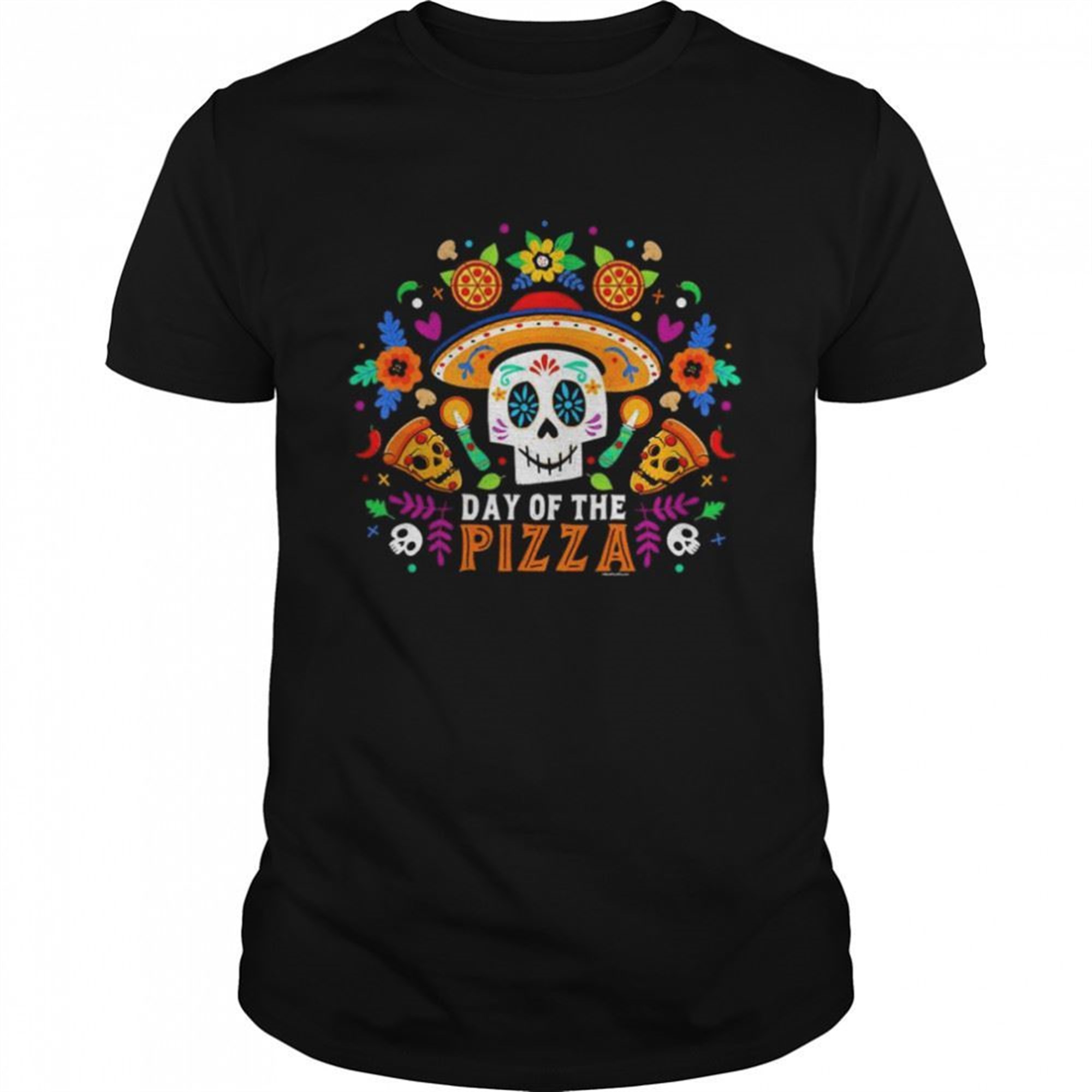 Sugar Skull Day Of The Pizza Halloween T-shirt