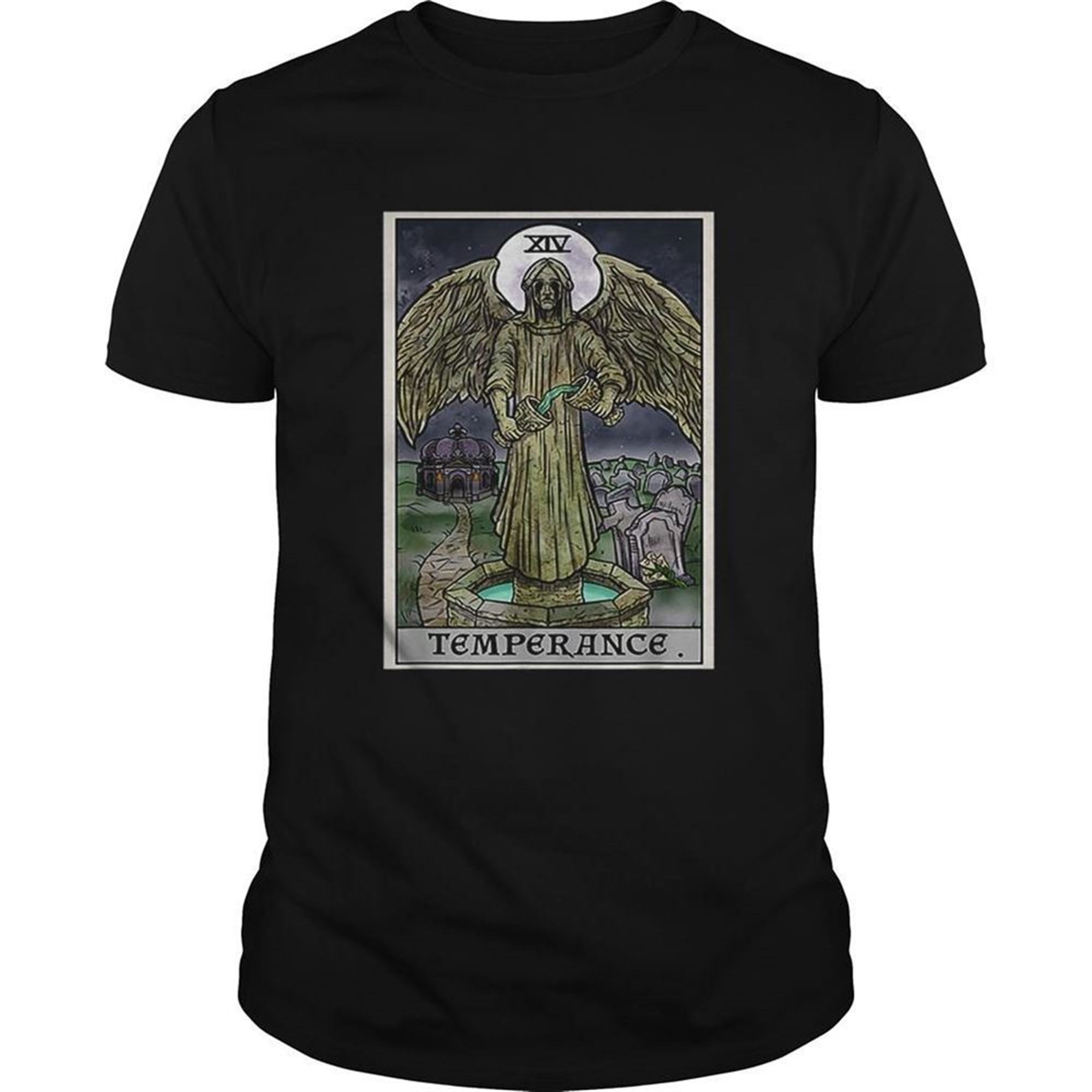 Temperance Tarot Card Gothic Halloween Crying Angel Statue Shirt