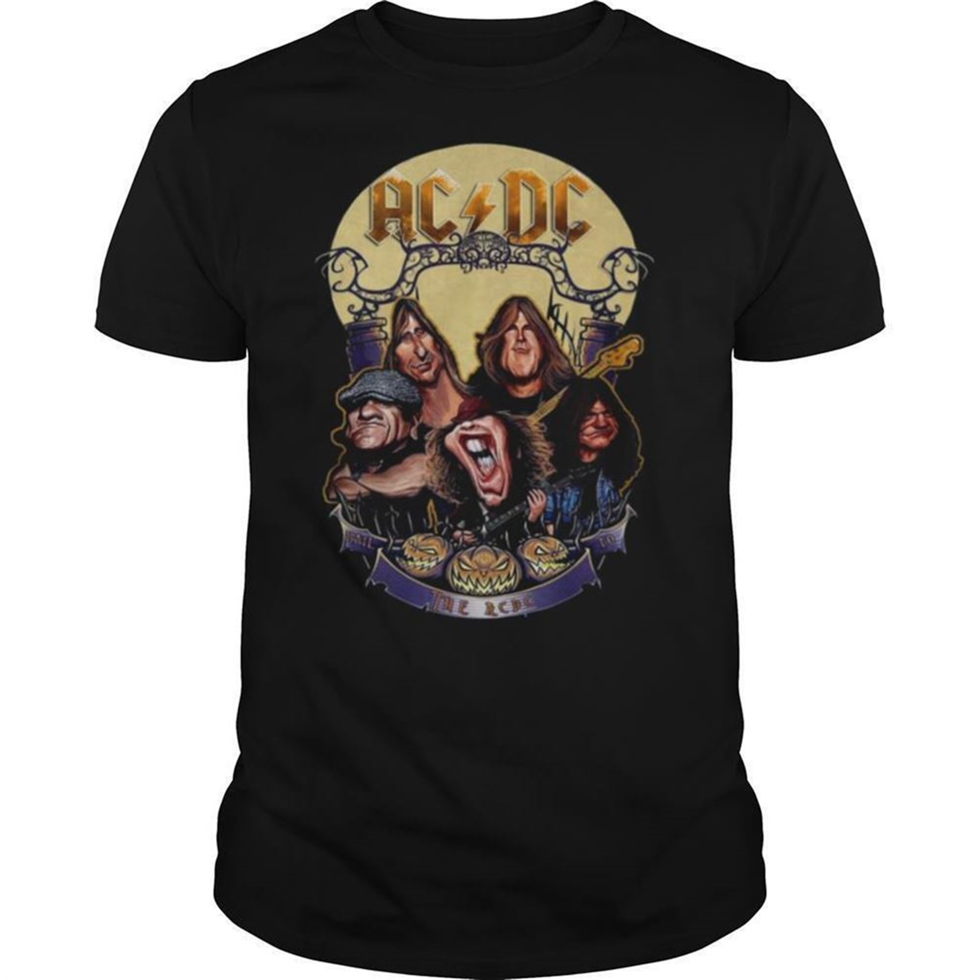 The Ac Dc Rock Band Comic Halloween Moon Shirt